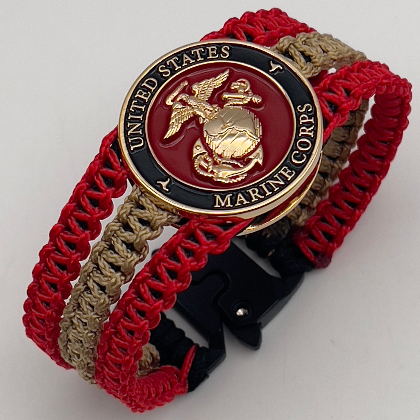 US Marine Corps bracelet | Gold EGA | Tri-Band | Black, Red & Gold