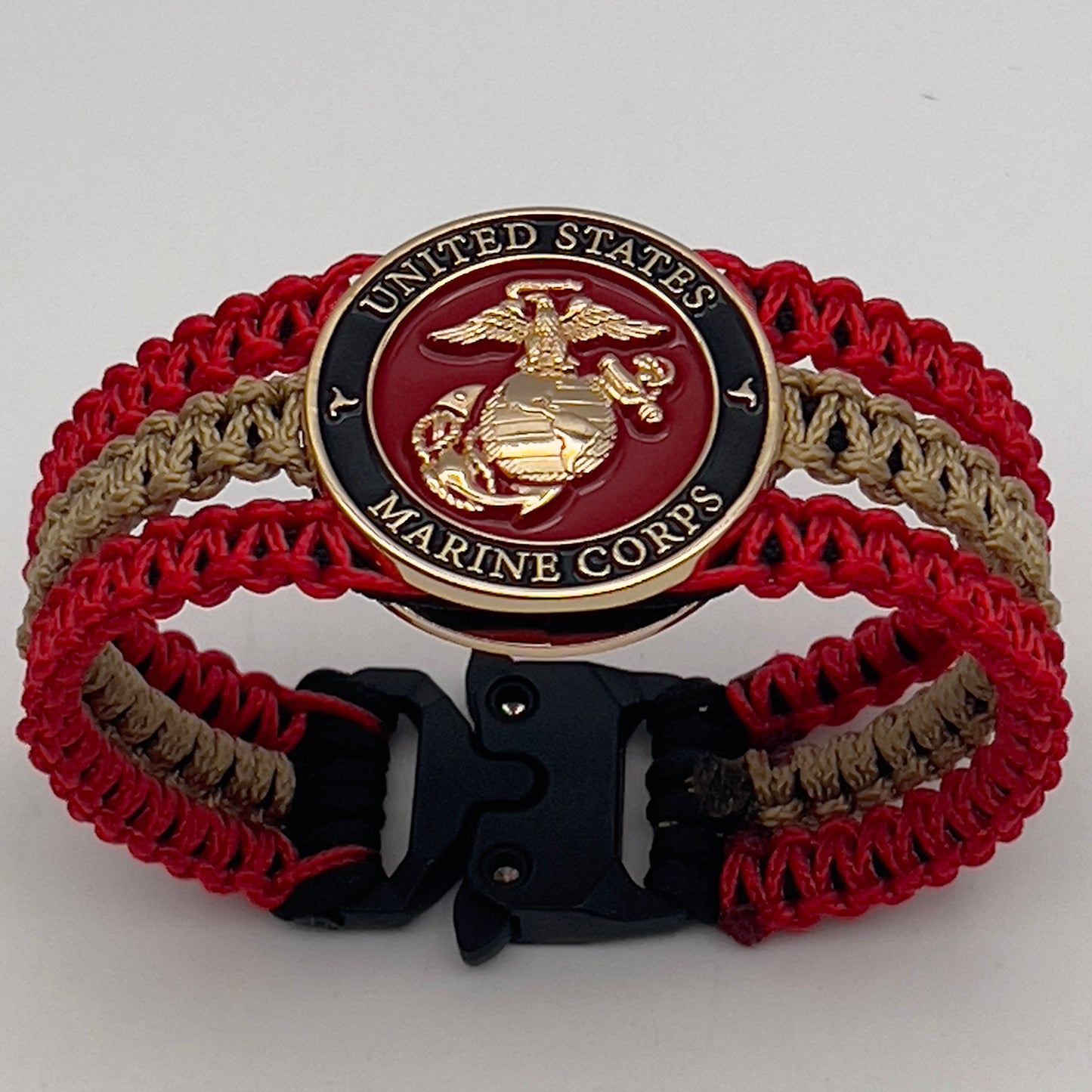 US Marine Corps bracelet | Gold EGA | Tri-Band | Black, Red & Gold