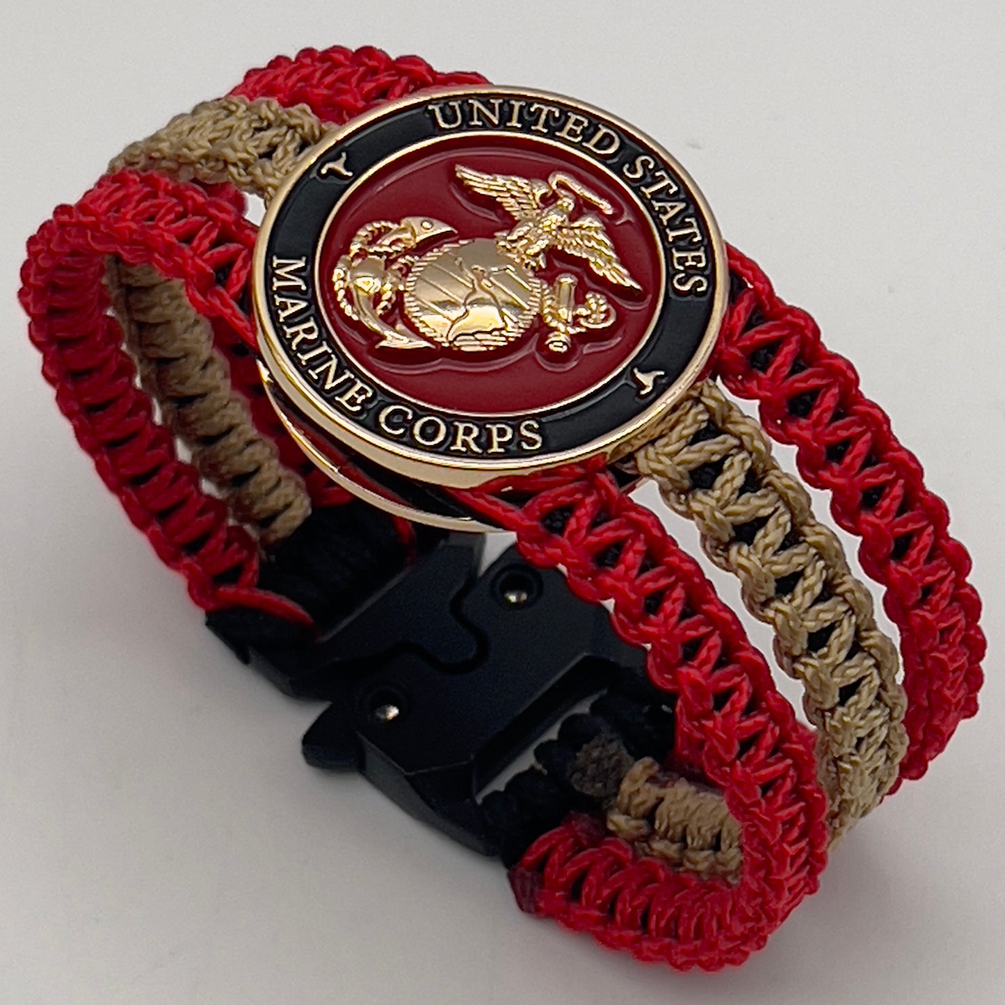 US Marine Corps bracelet | Gold EGA | Tri-Band | Black, Red & Gold