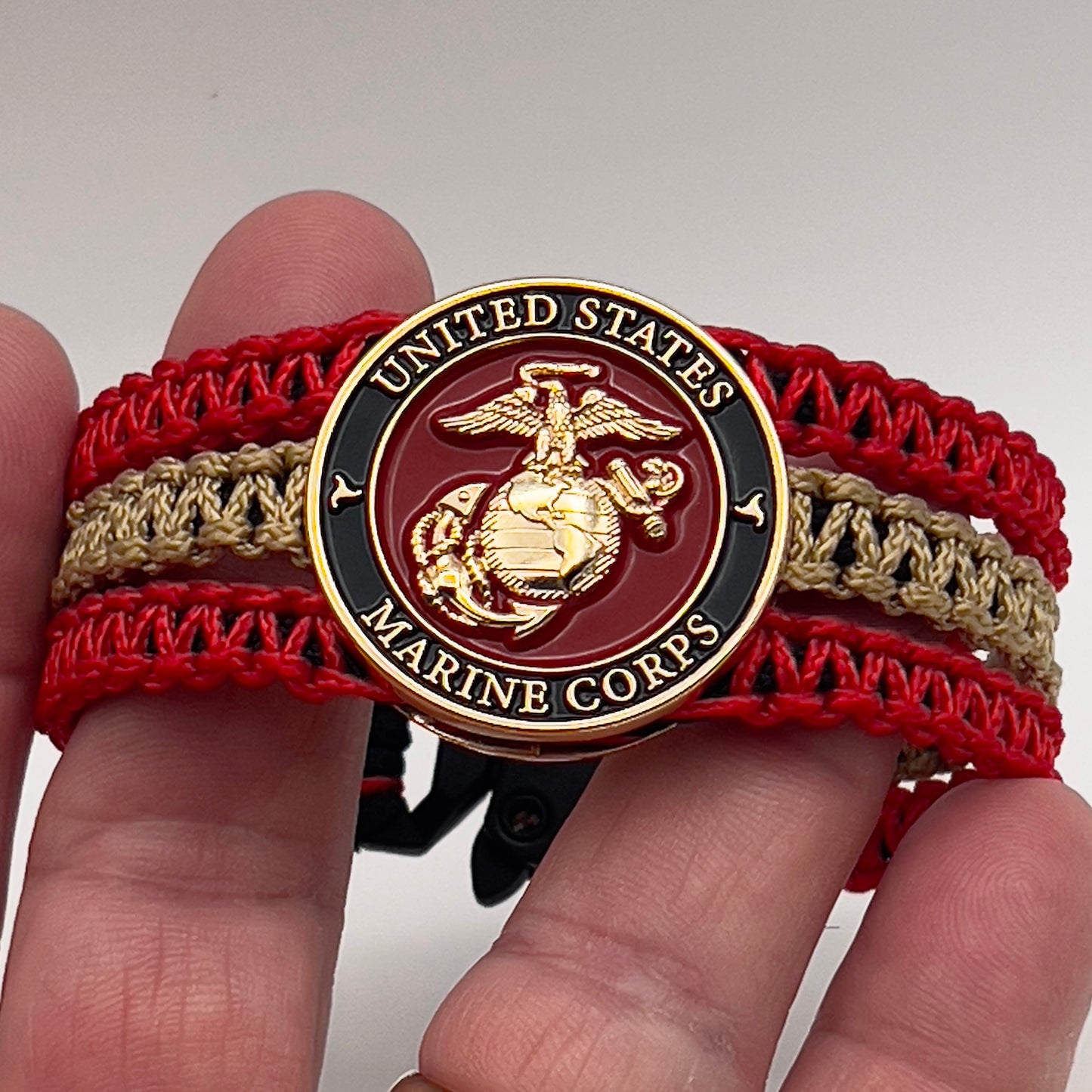 US Marine Corps bracelet | Gold EGA | Tri-Band | Black, Red & Gold