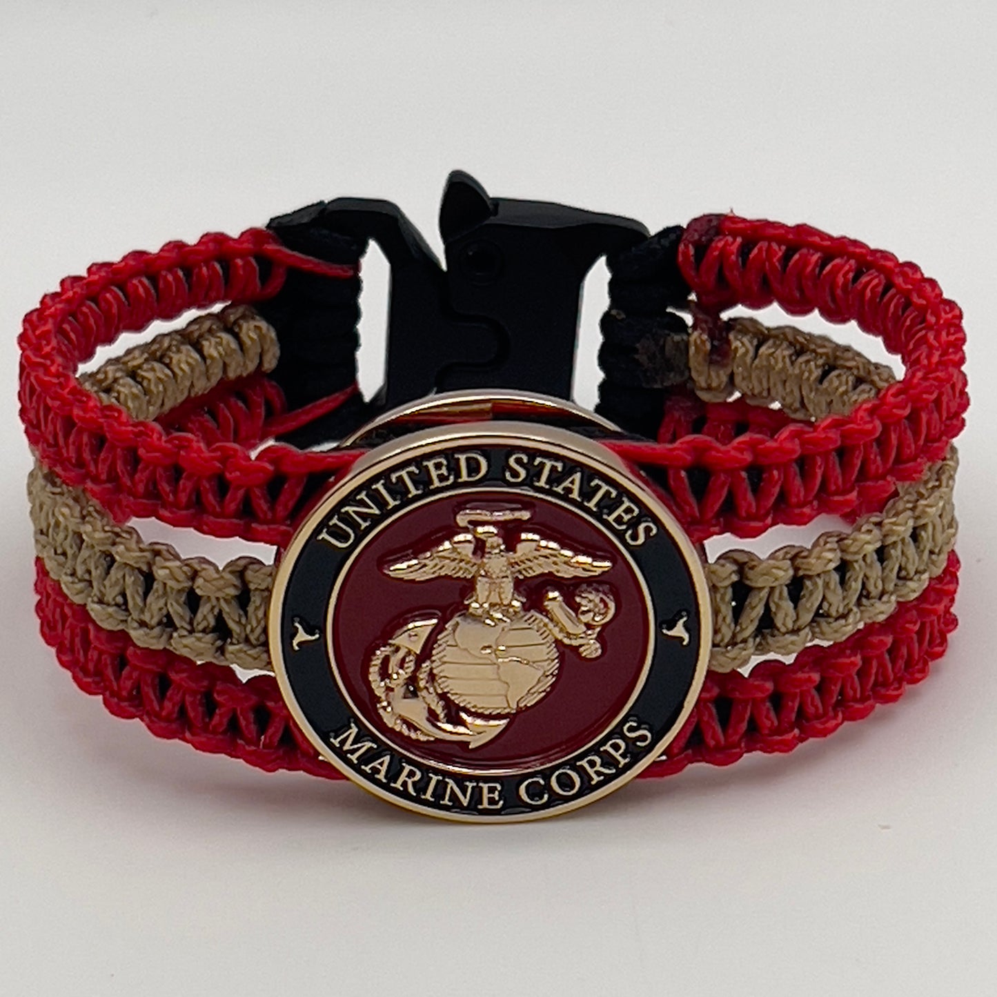 US Marine Corps bracelet | Gold EGA | Tri-Band | Black, Red & Gold