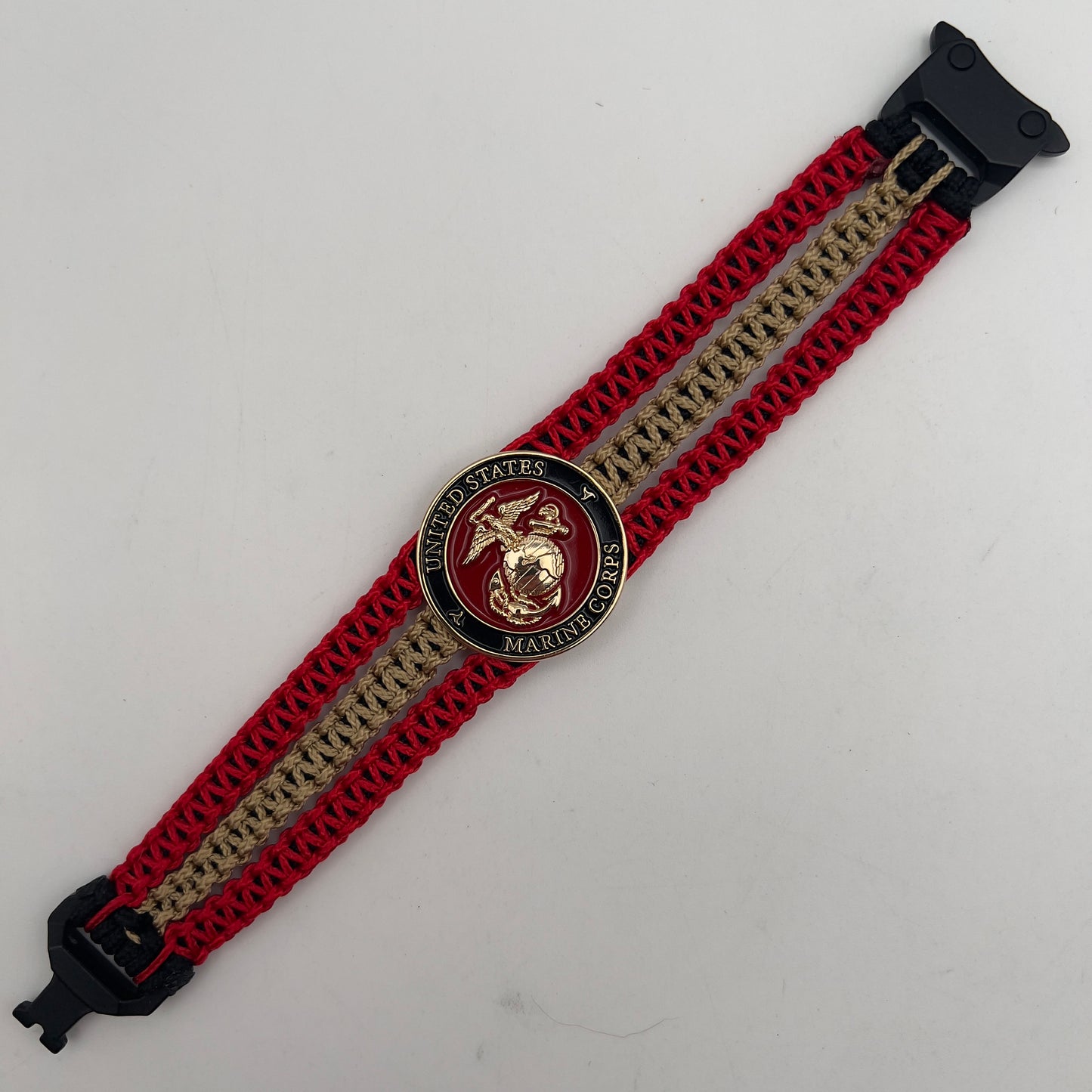 US Marine Corps bracelet | Gold EGA | Tri-Band | Black, Red & Gold