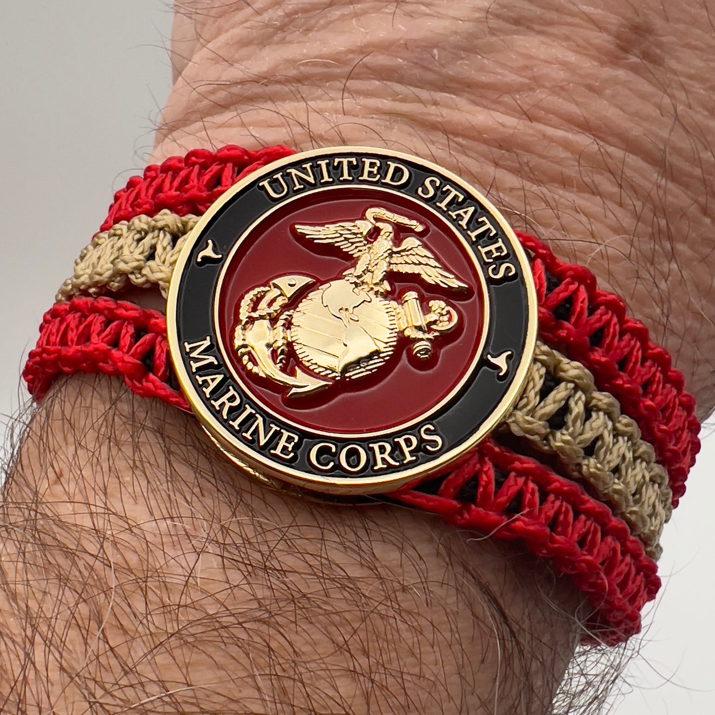 US Marine Corps bracelet | Gold EGA | Tri-Band | Black, Red & Gold