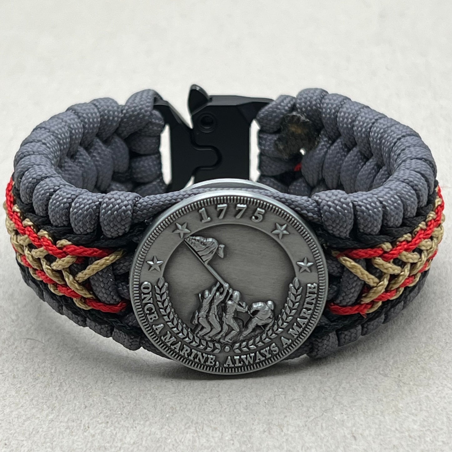 USMC Iwo Jima bracelet-Black, Red & Gold