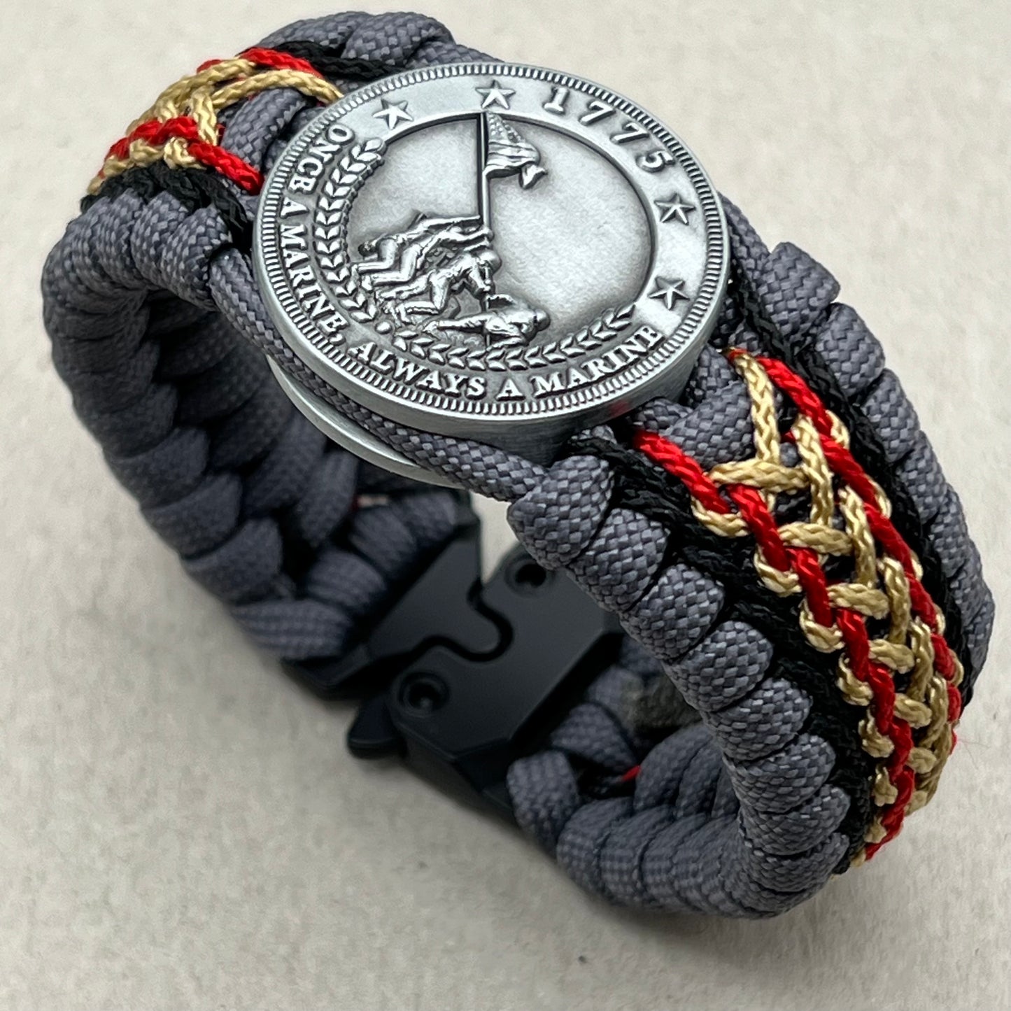 USMC Iwo Jima bracelet-Black, Red & Gold