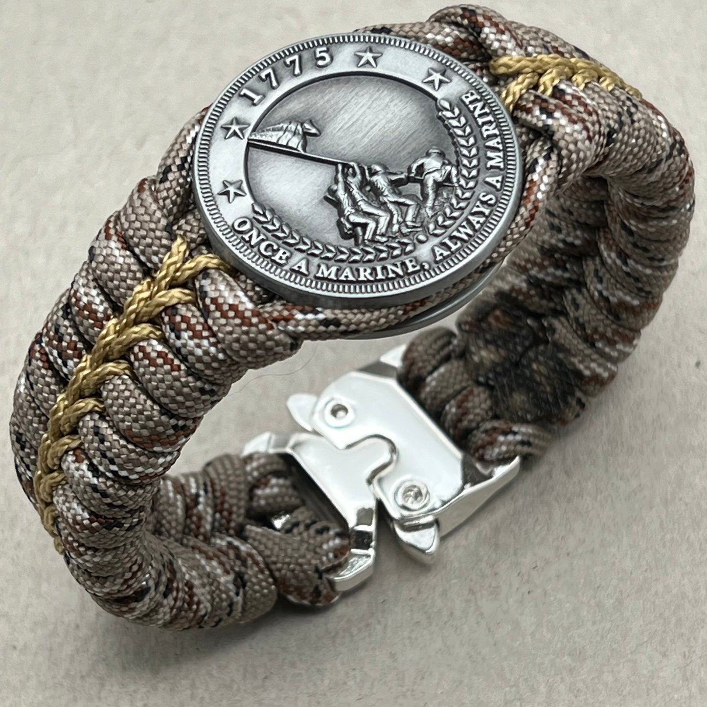 USMC Iwo Jima bracelet-Camo & Gold
