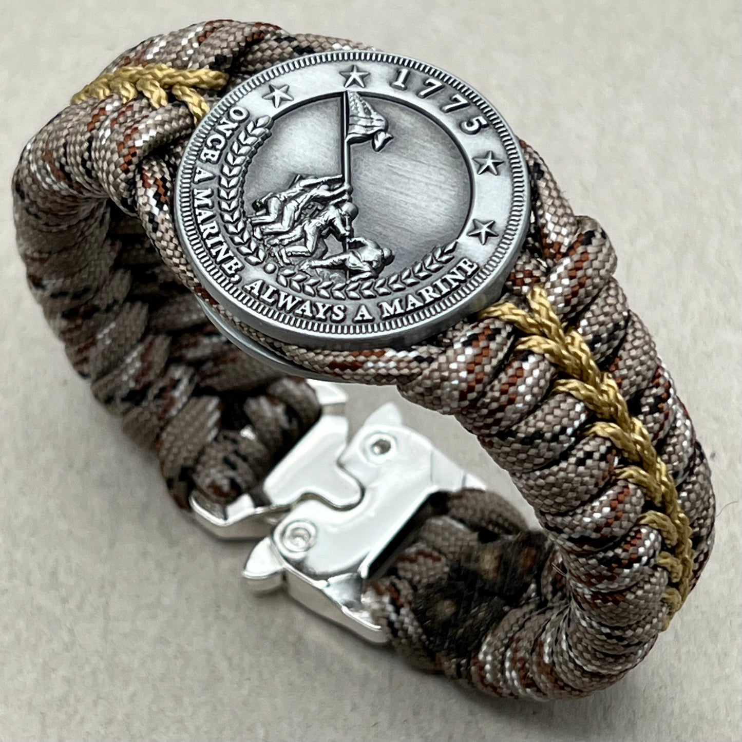 USMC Iwo Jima bracelet-Camo & Gold