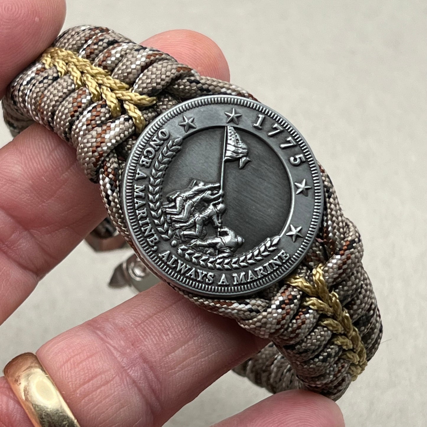 USMC Iwo Jima bracelet-Camo & Gold
