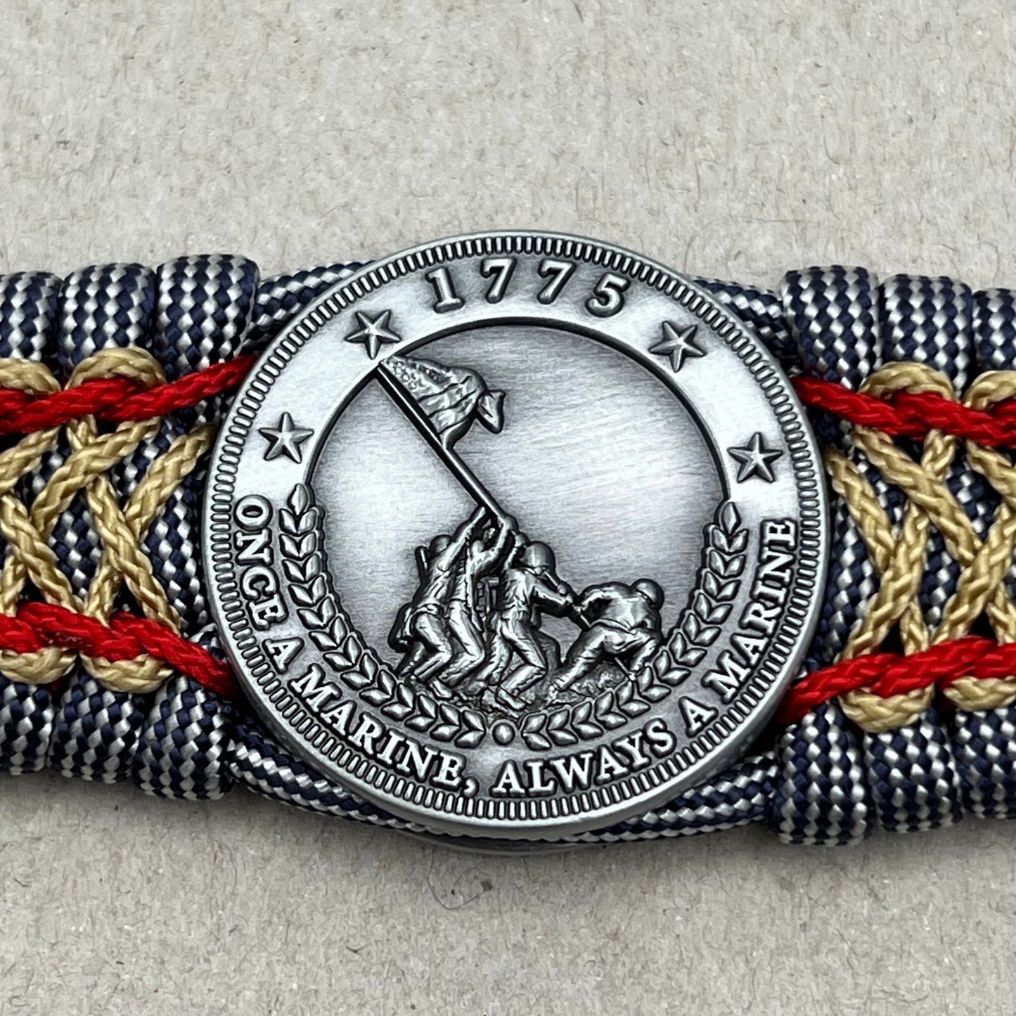USMC Iwo Jima bracelet-Navy Blue/White, Red & Gold