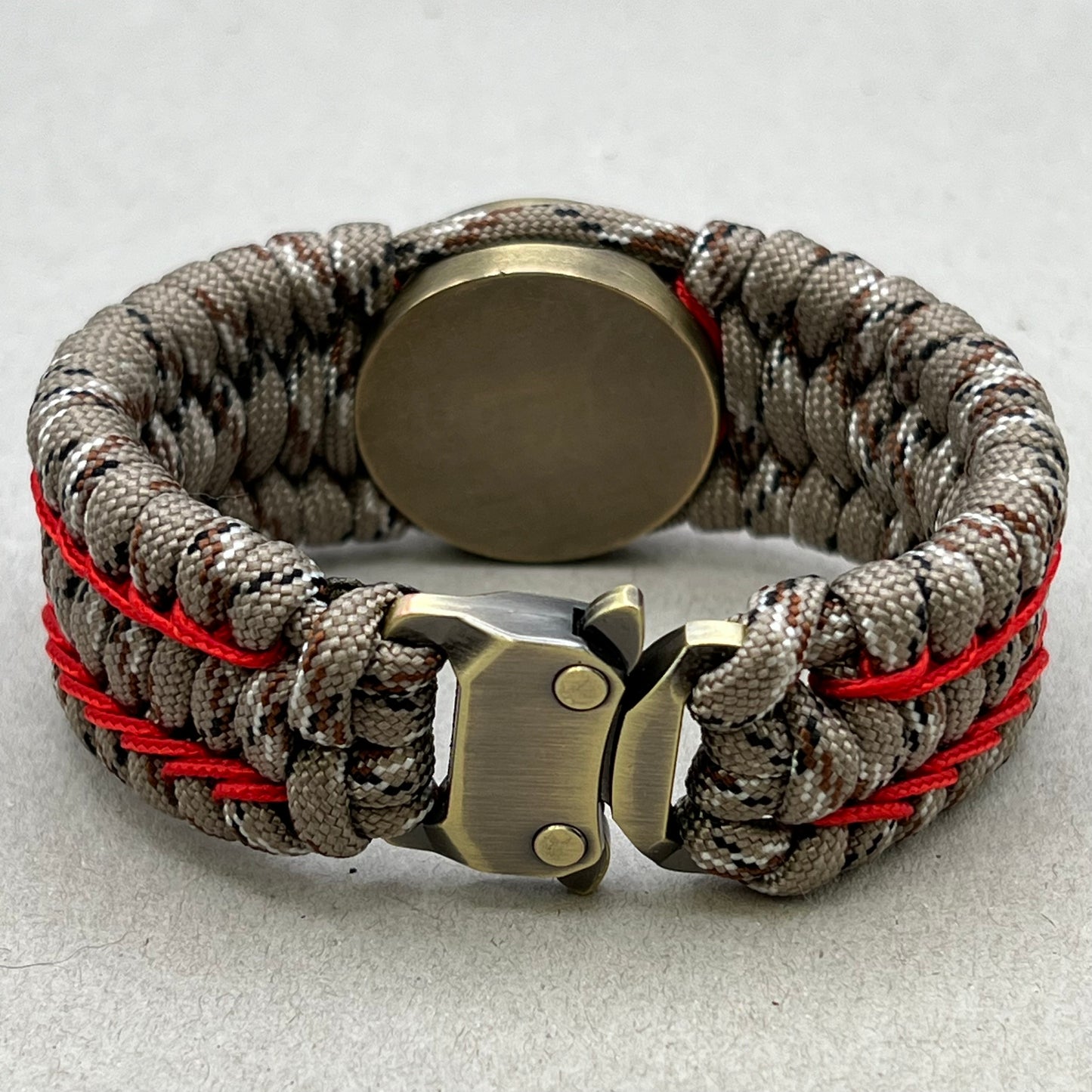 USMC bracelet-Antique Brass EGA-Desert Camo & Red