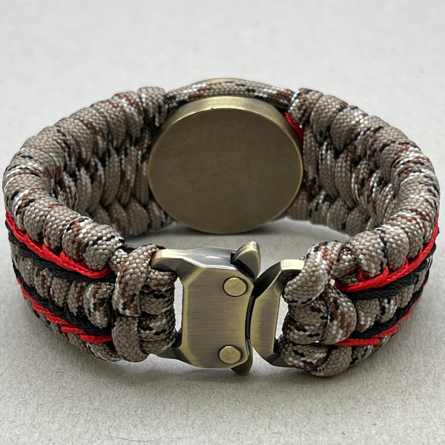 USMC bracelet-Antique Brass EGA-Desert Camo, Red & Black