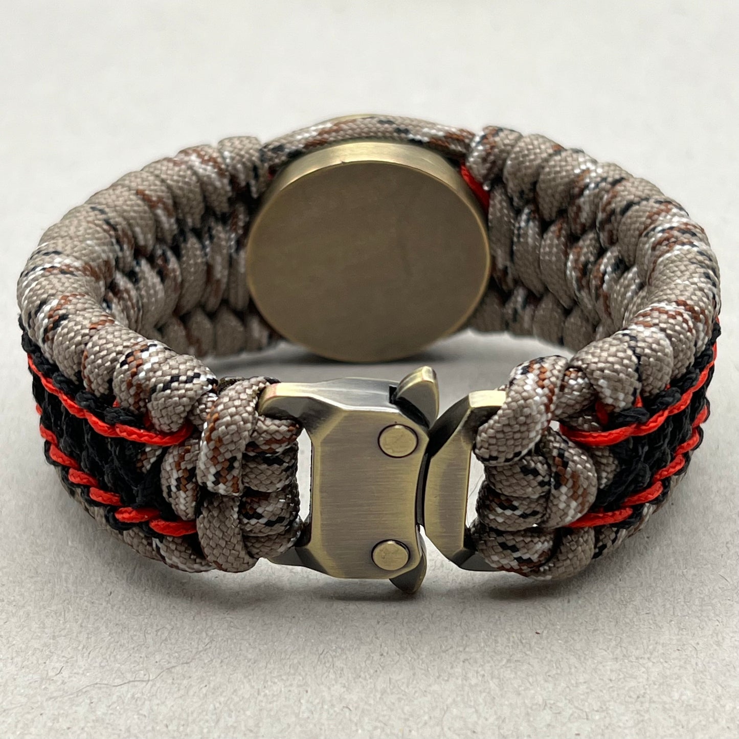 USMC bracelet-Antique Brass EGA-Desert Camo, Red & Black