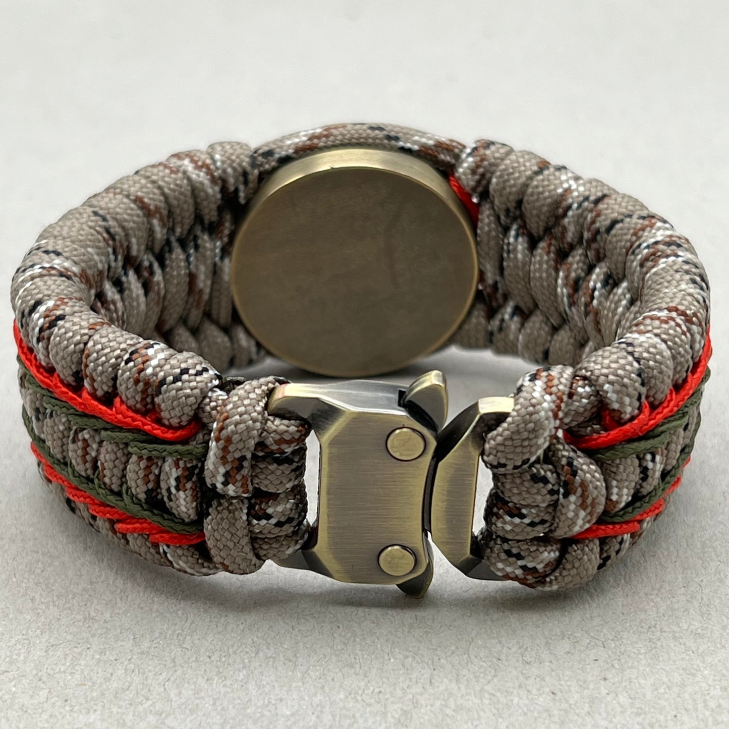 USMC bracelet-Antique Brass EGA-Desert Camo, Red & OD