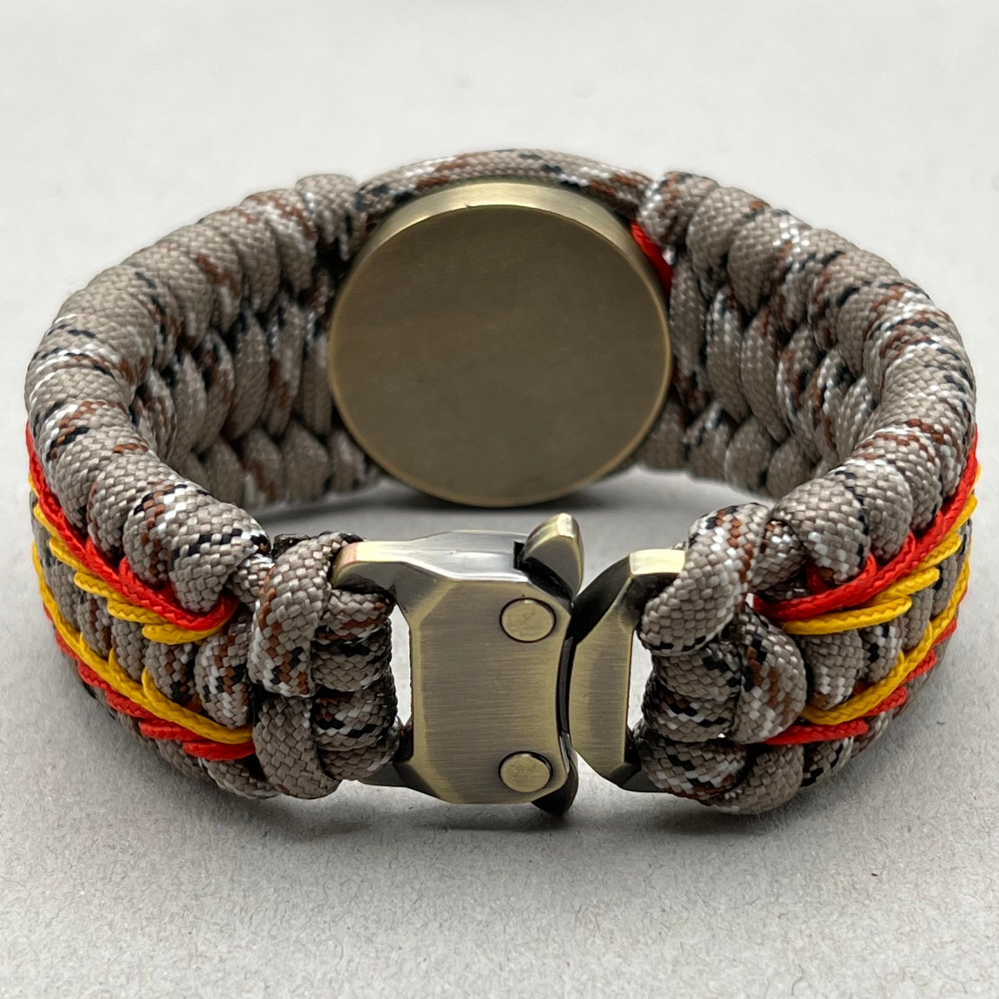 USMC bracelet-Antique Brass EGA-Desert Camo, Red & Yellow