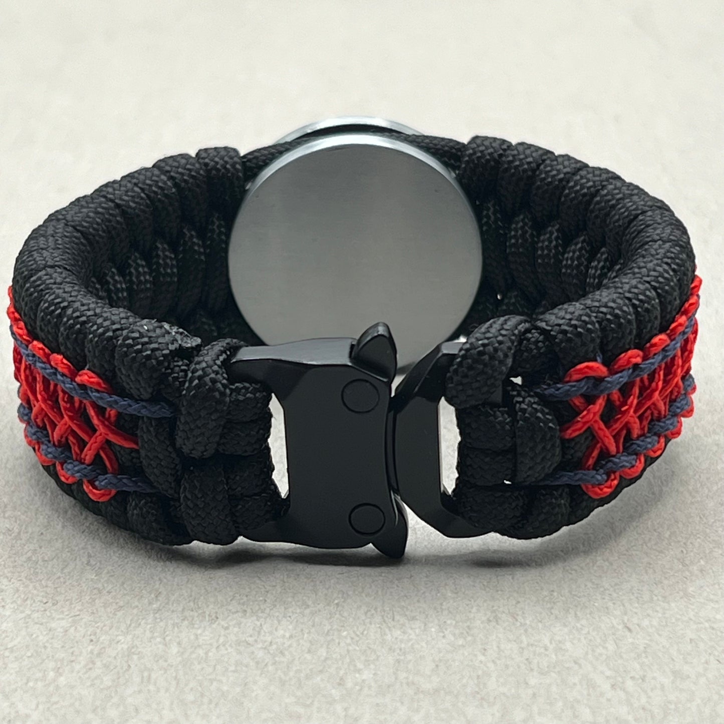 US Marine Corps bracelet-Antique Silver EGA-Black, Navy Blue & Red