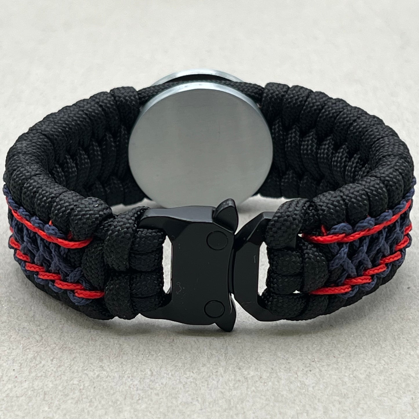 US Marine Corps bracelet-Antique Silver EGA-Black, Red & Blue