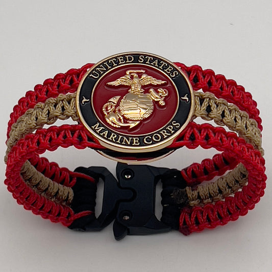 US Marine Corps bracelet | Gold EGA | Tri-Band | Black, Red & Gold