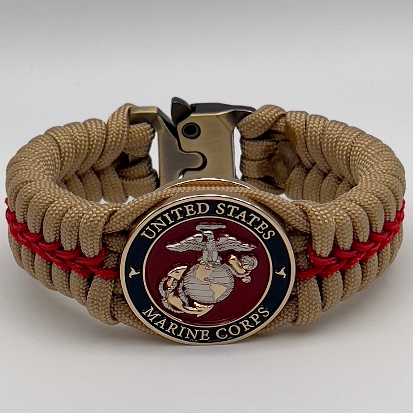 Marine Corps bracelet | Silver & Gold EGA | Gold & Red