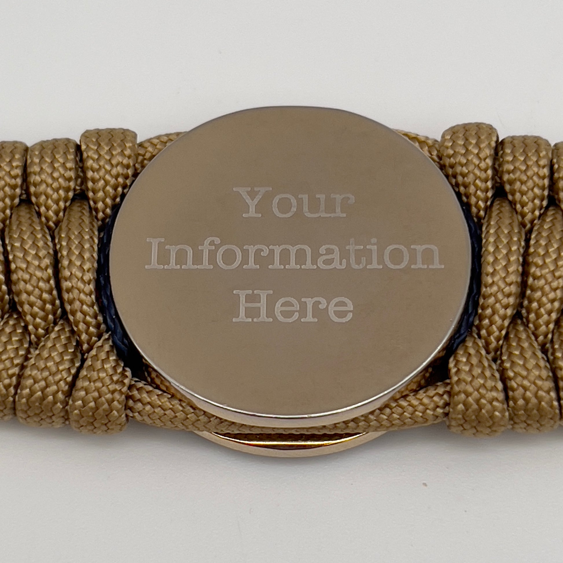 Thick and comfortable braided United States Marine Corps bracelet featuring a 24K gold and silver plated USMC officer Eagle Globe and Anchor medallion, a gold Cobra style tactical buckle and woven with gold 550 paracord and Imperial Red and Navy Blue micro cord.