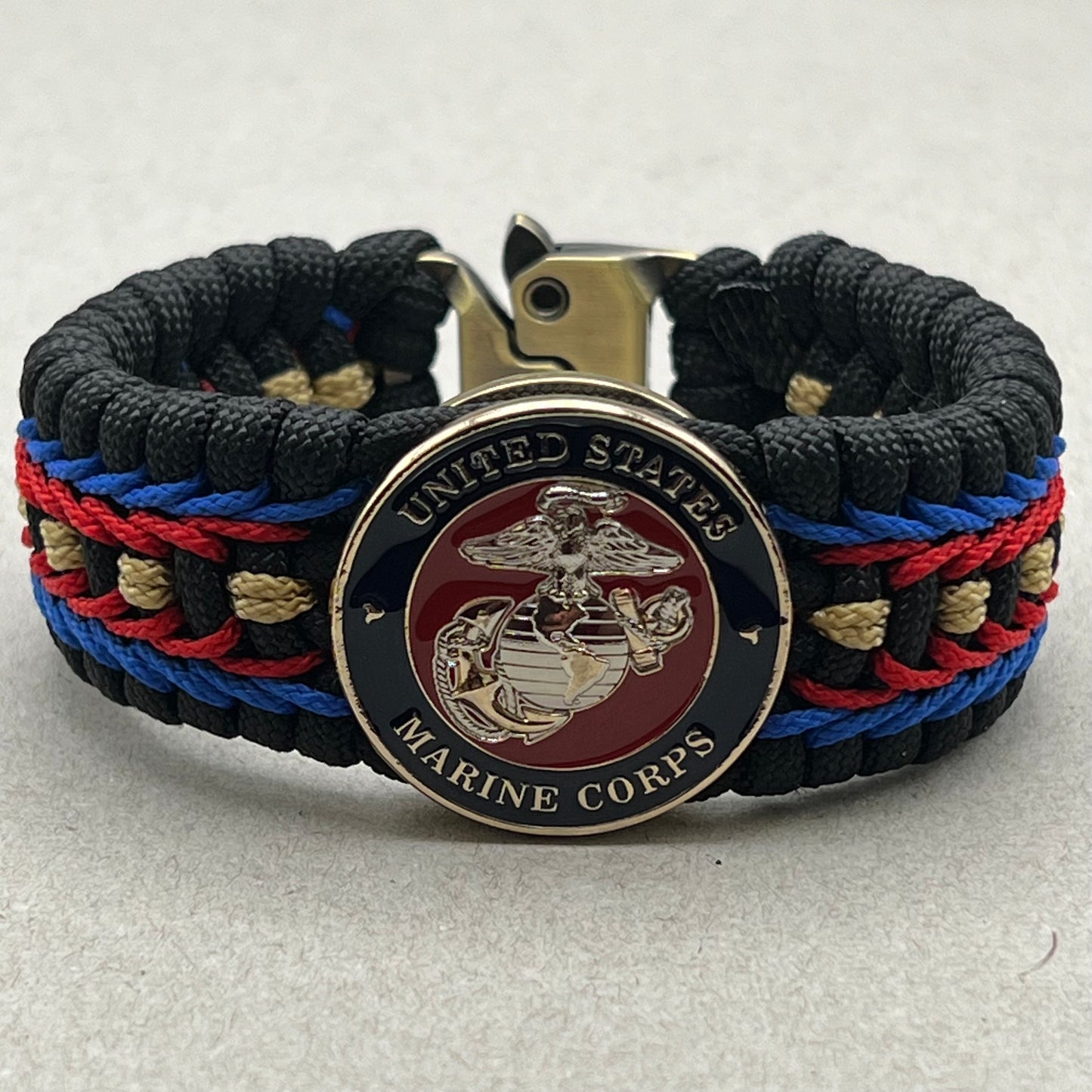 Marine Corps bracelet-Officer EGA-Black, Blue, Red & Gold