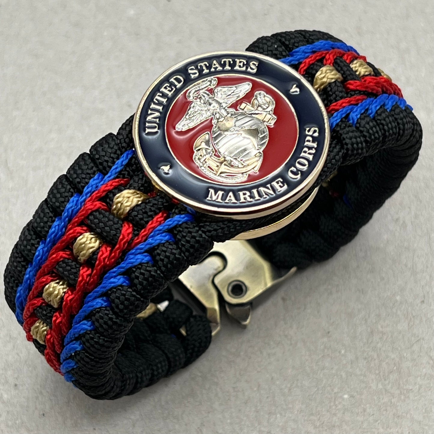 Marine Corps bracelet-Officer EGA-Black, Blue, Red & Gold