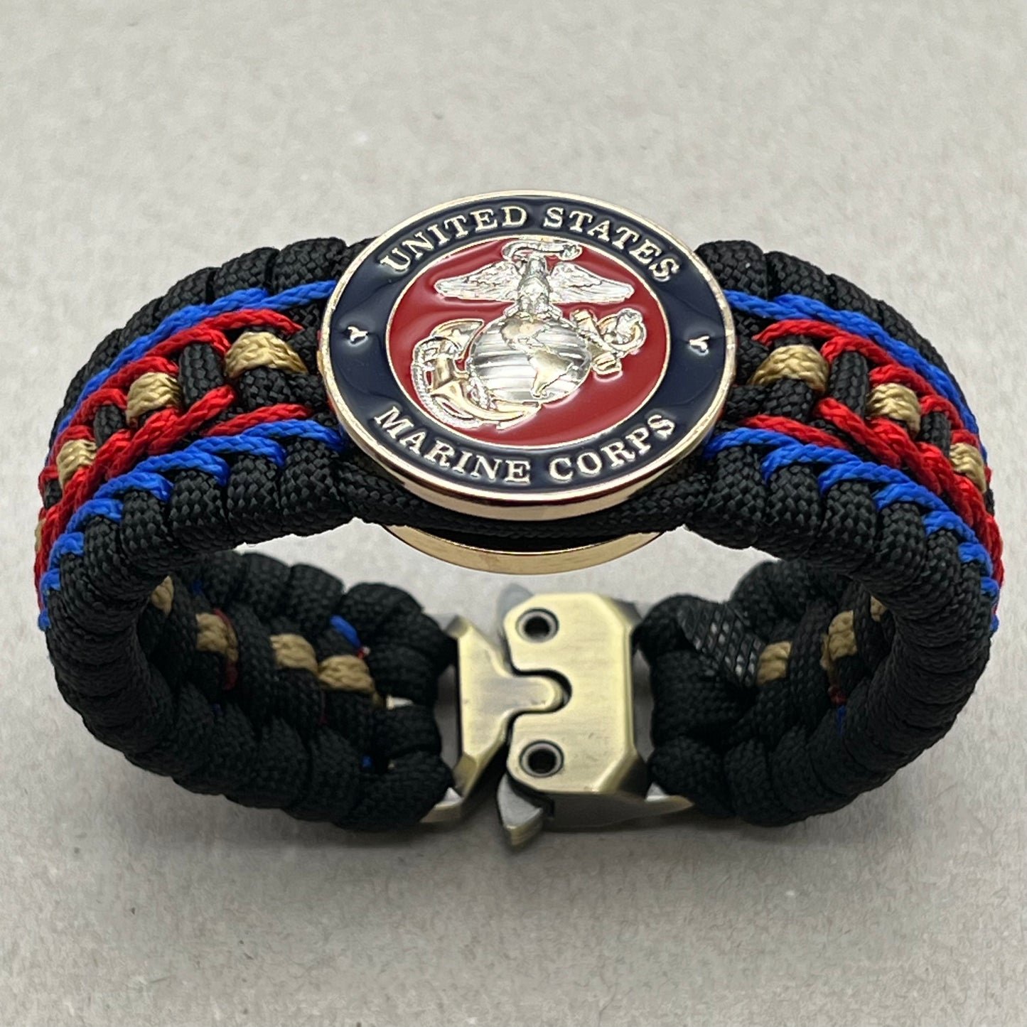 Marine Corps bracelet-Officer EGA-Black, Blue, Red & Gold