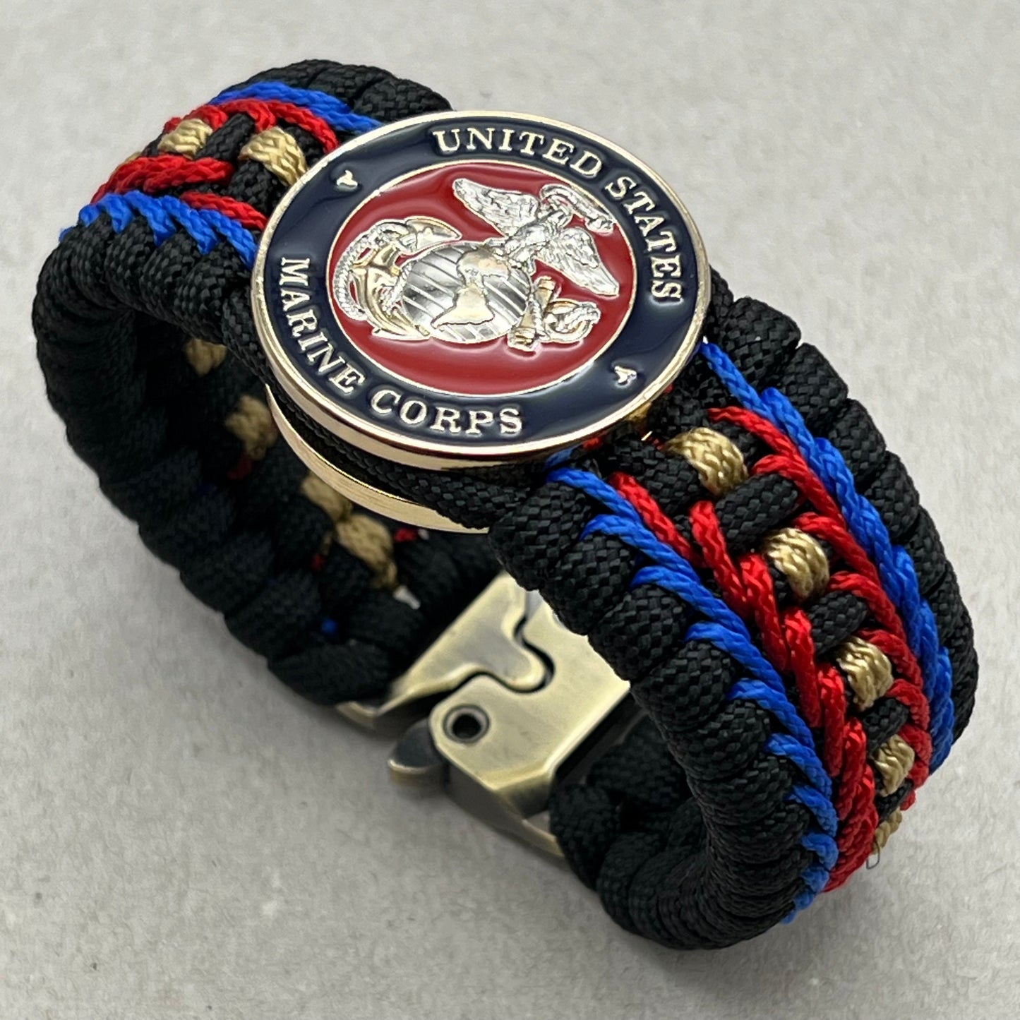 Marine Corps bracelet-Officer EGA-Black, Blue, Red & Gold