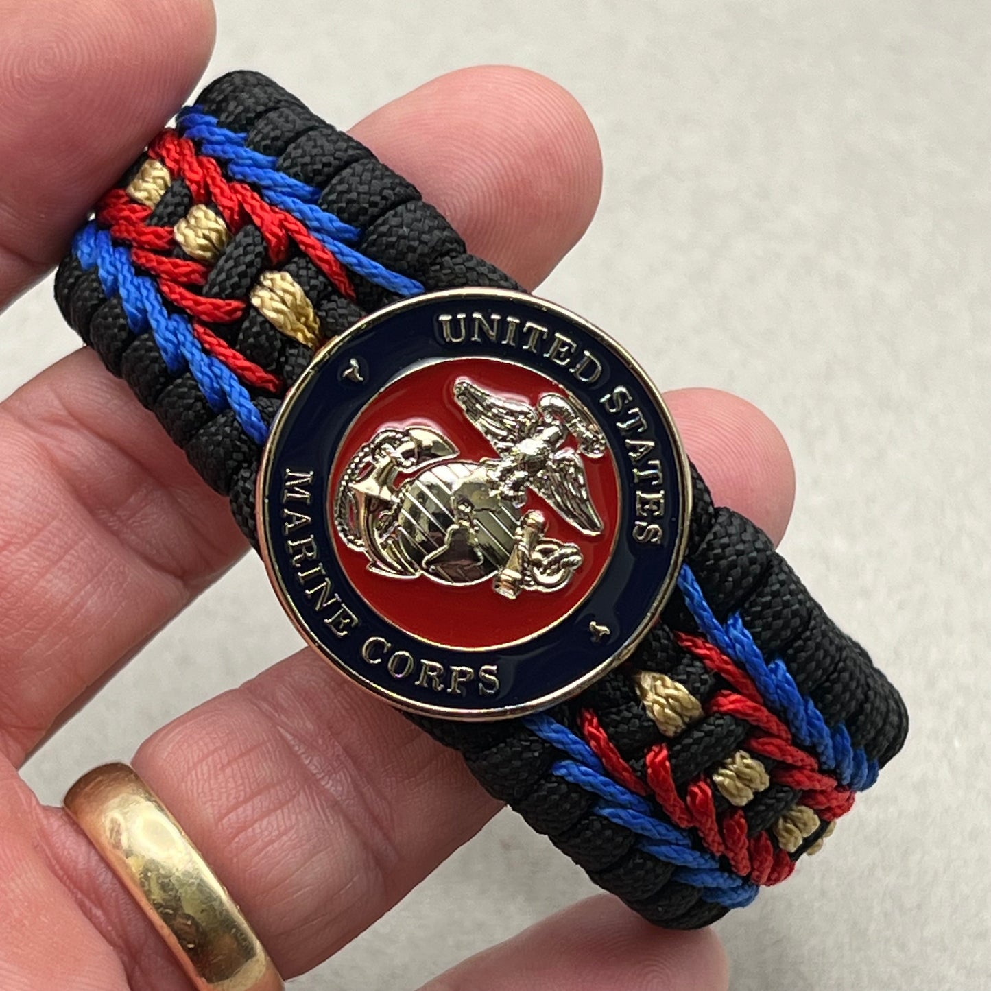 Marine Corps bracelet-Officer EGA-Black, Blue, Red & Gold