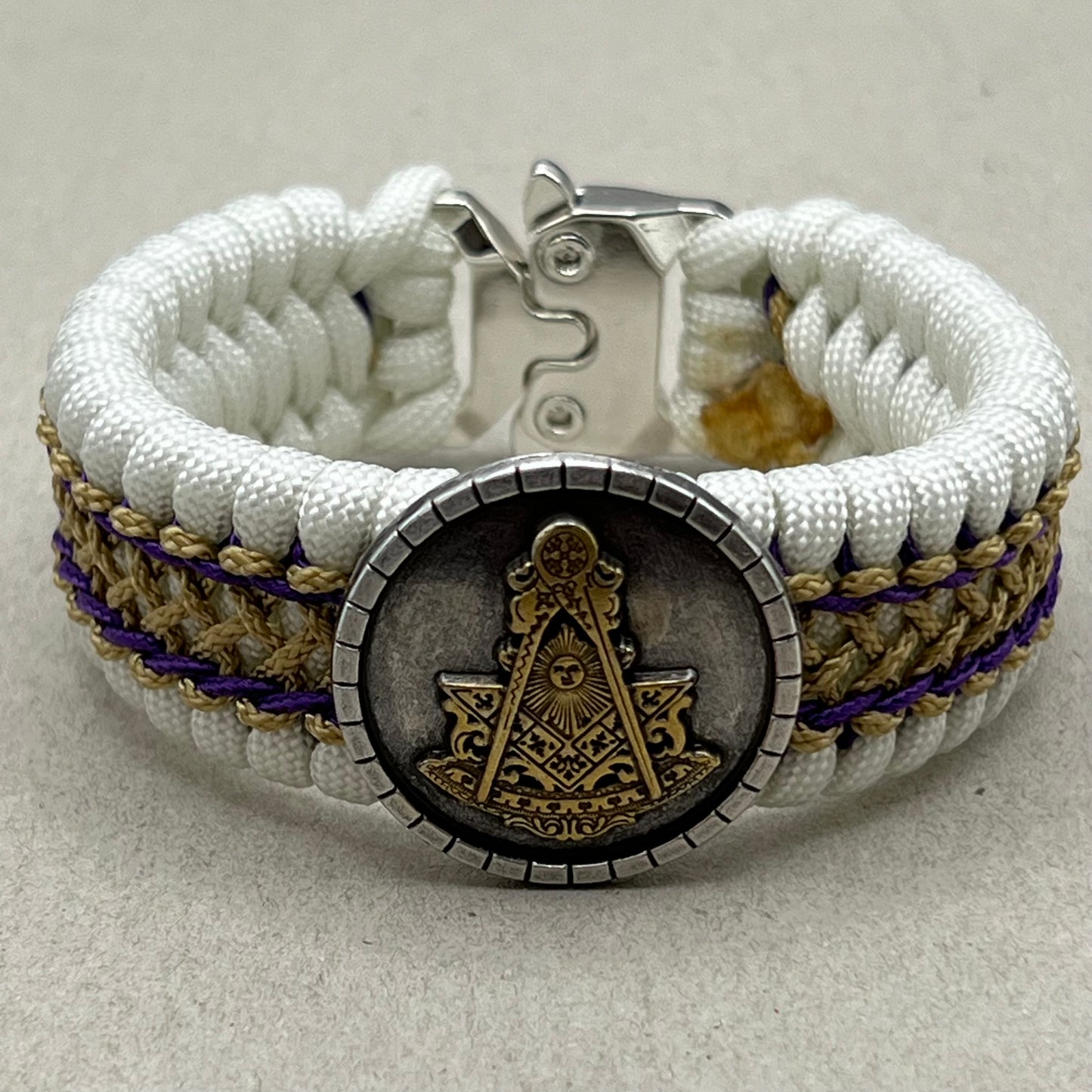 Freemason Past Master bracelet-White, Purple & Gold