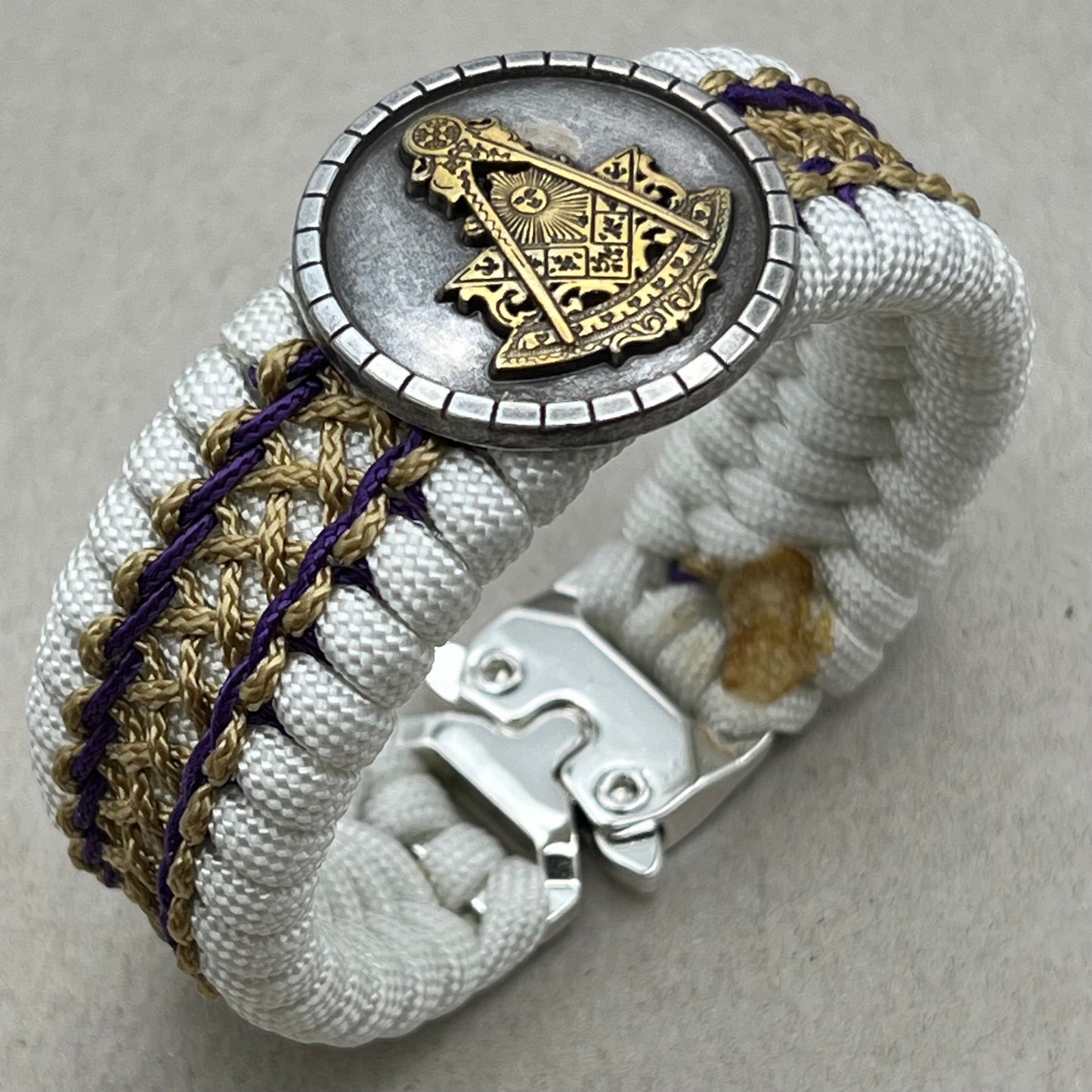 Freemason Past Master bracelet-White, Purple & Gold