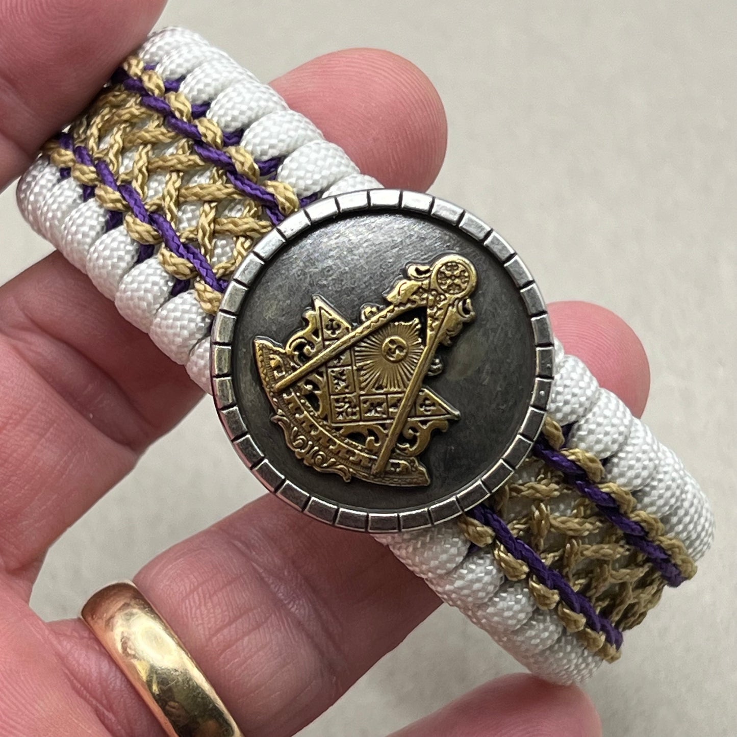 Freemason Past Master bracelet-White, Purple & Gold