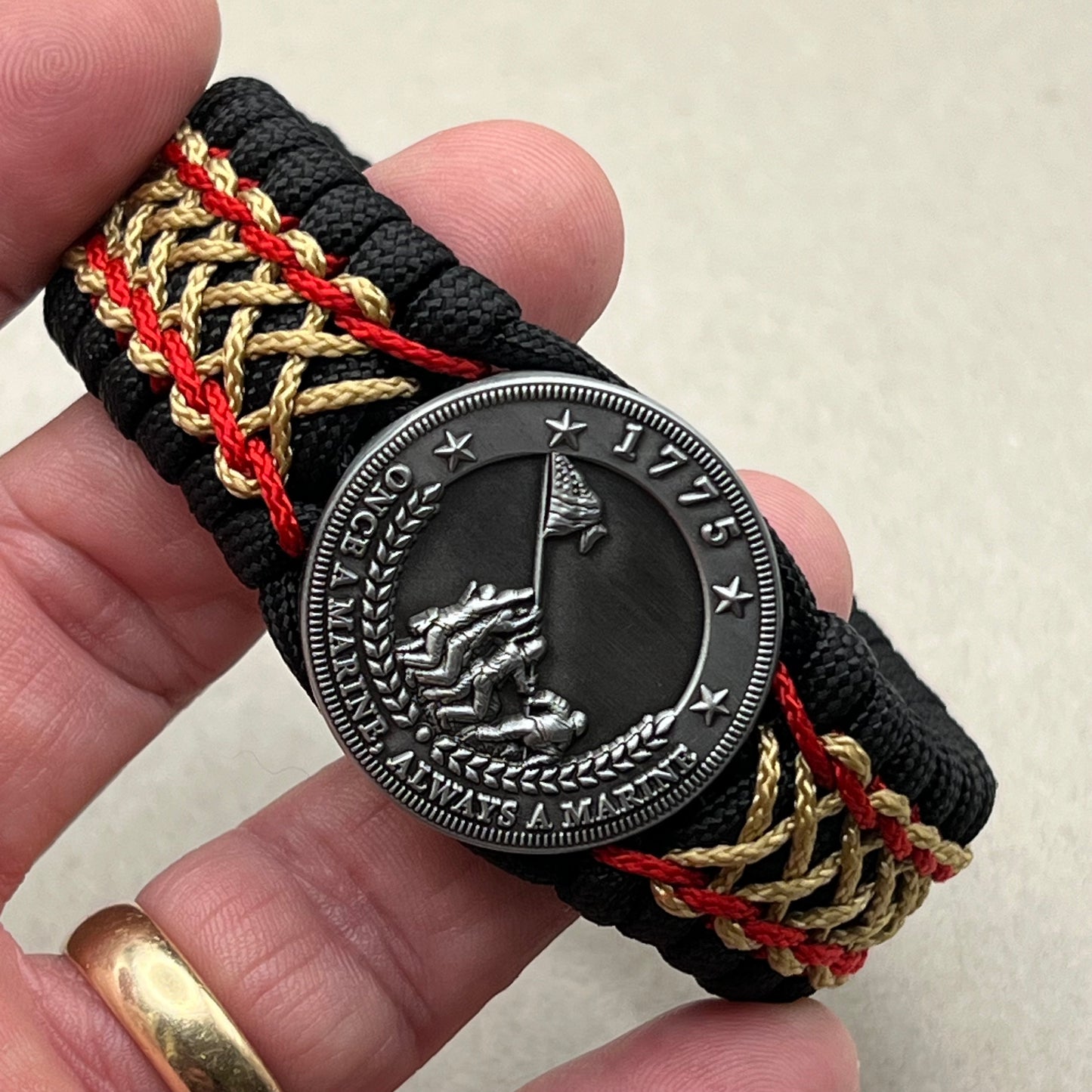 USMC Iwo Jima bracelet-Red & Gold