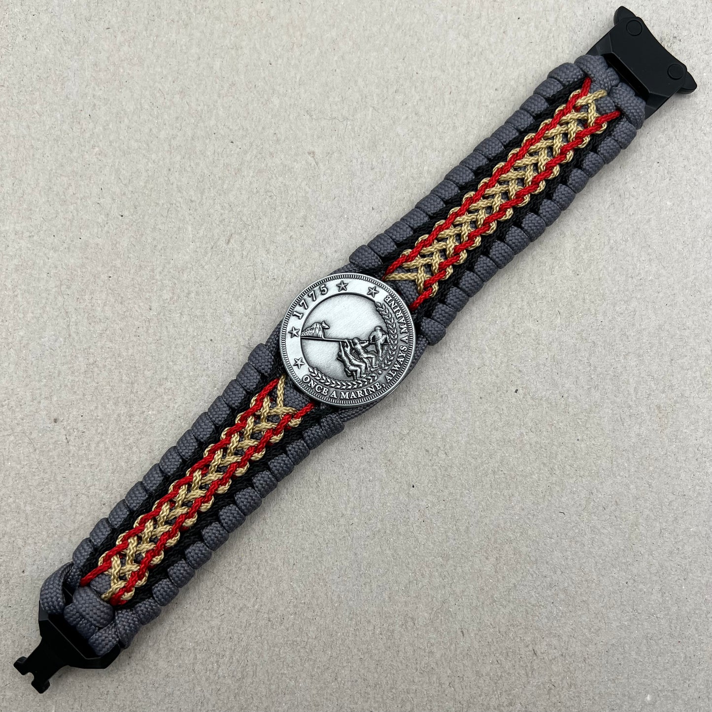 USMC Iwo Jima bracelet-Black, Red & Gold