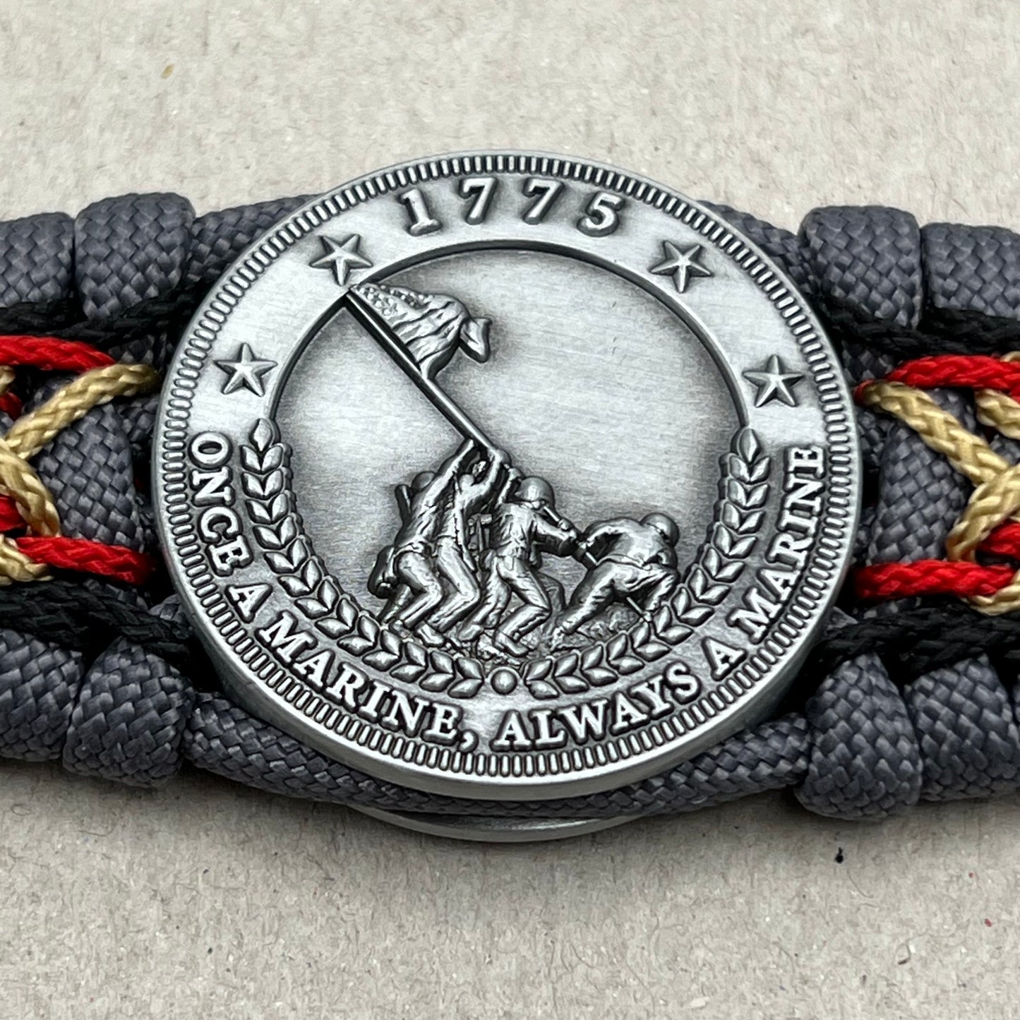 USMC Iwo Jima bracelet-Black, Red & Gold