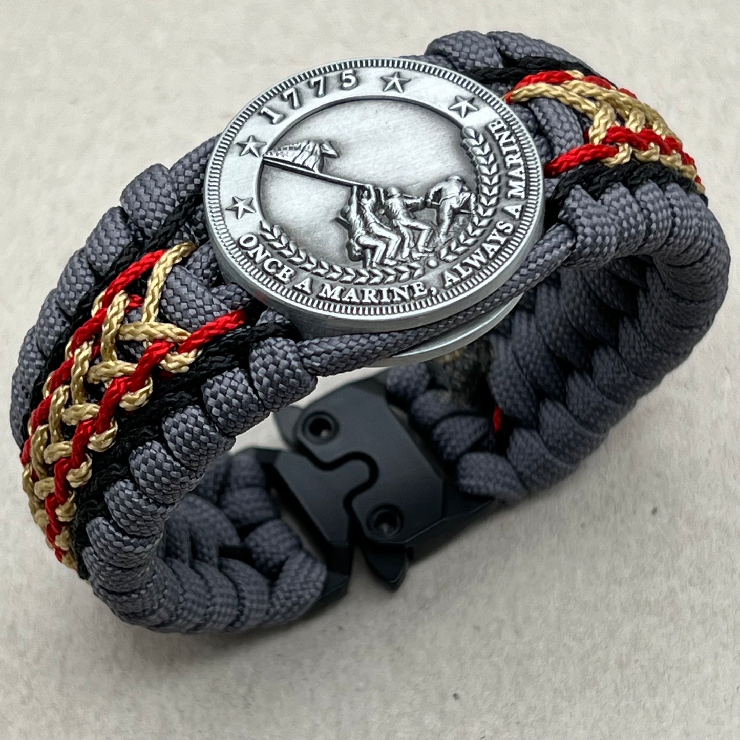 USMC Iwo Jima bracelet-Black, Red & Gold