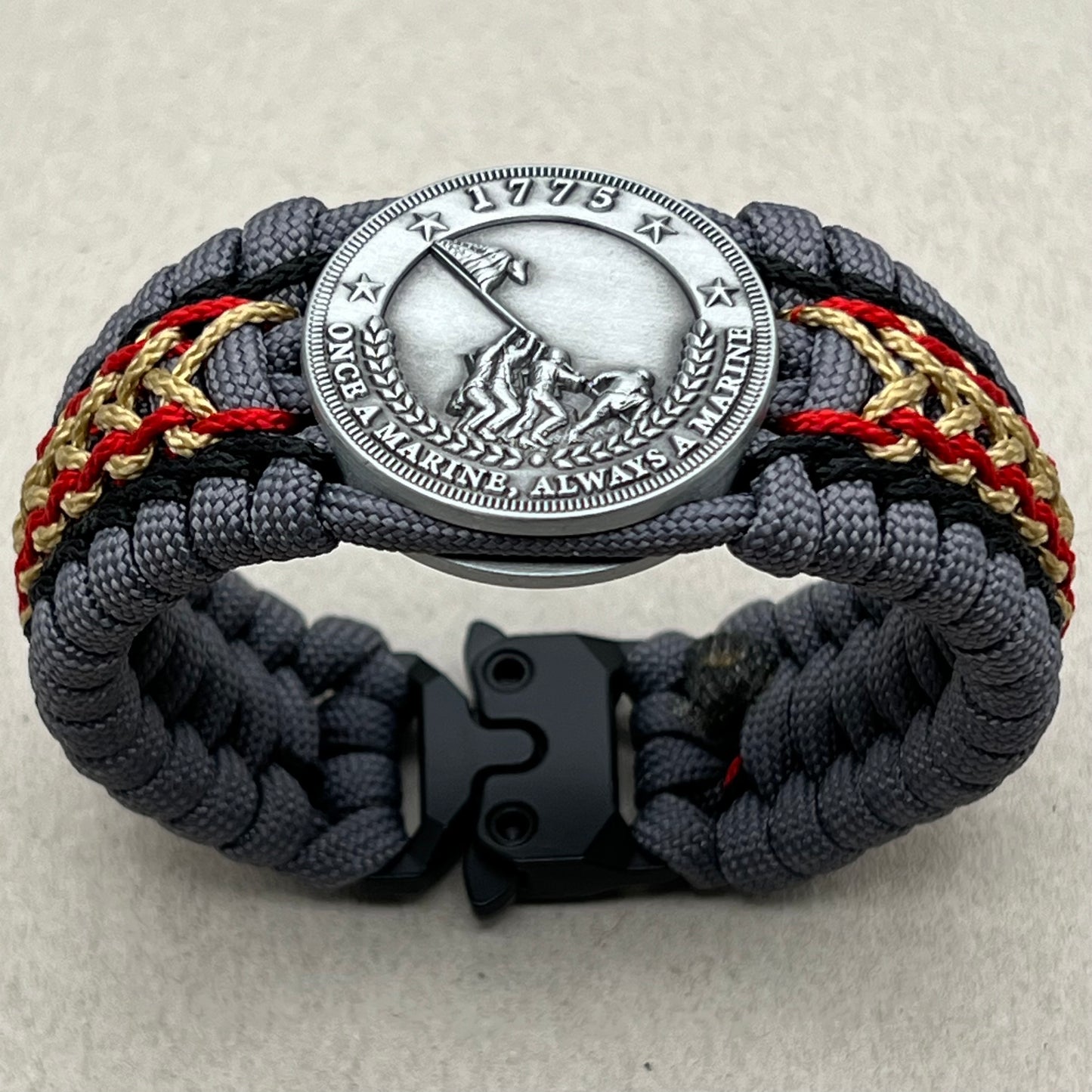 USMC Iwo Jima bracelet-Black, Red & Gold