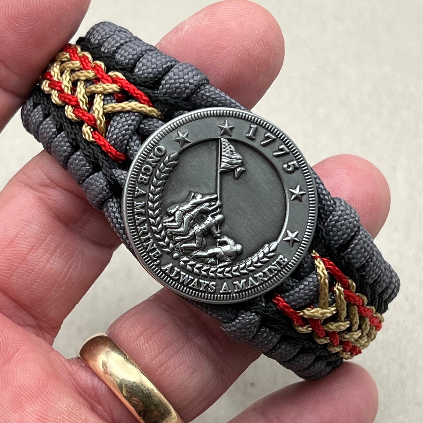 USMC Iwo Jima bracelet-Black, Red & Gold