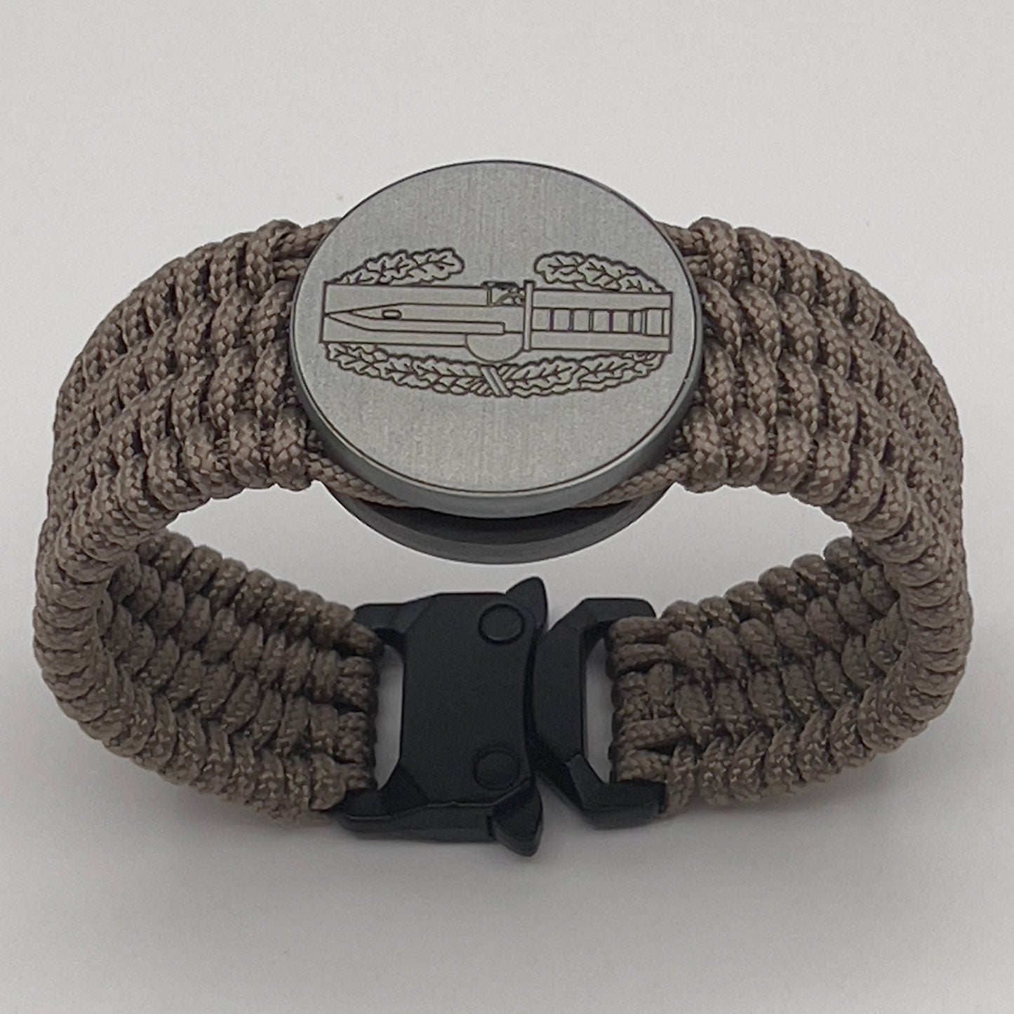 Tan US Army engraved Combat Action badge bracelet