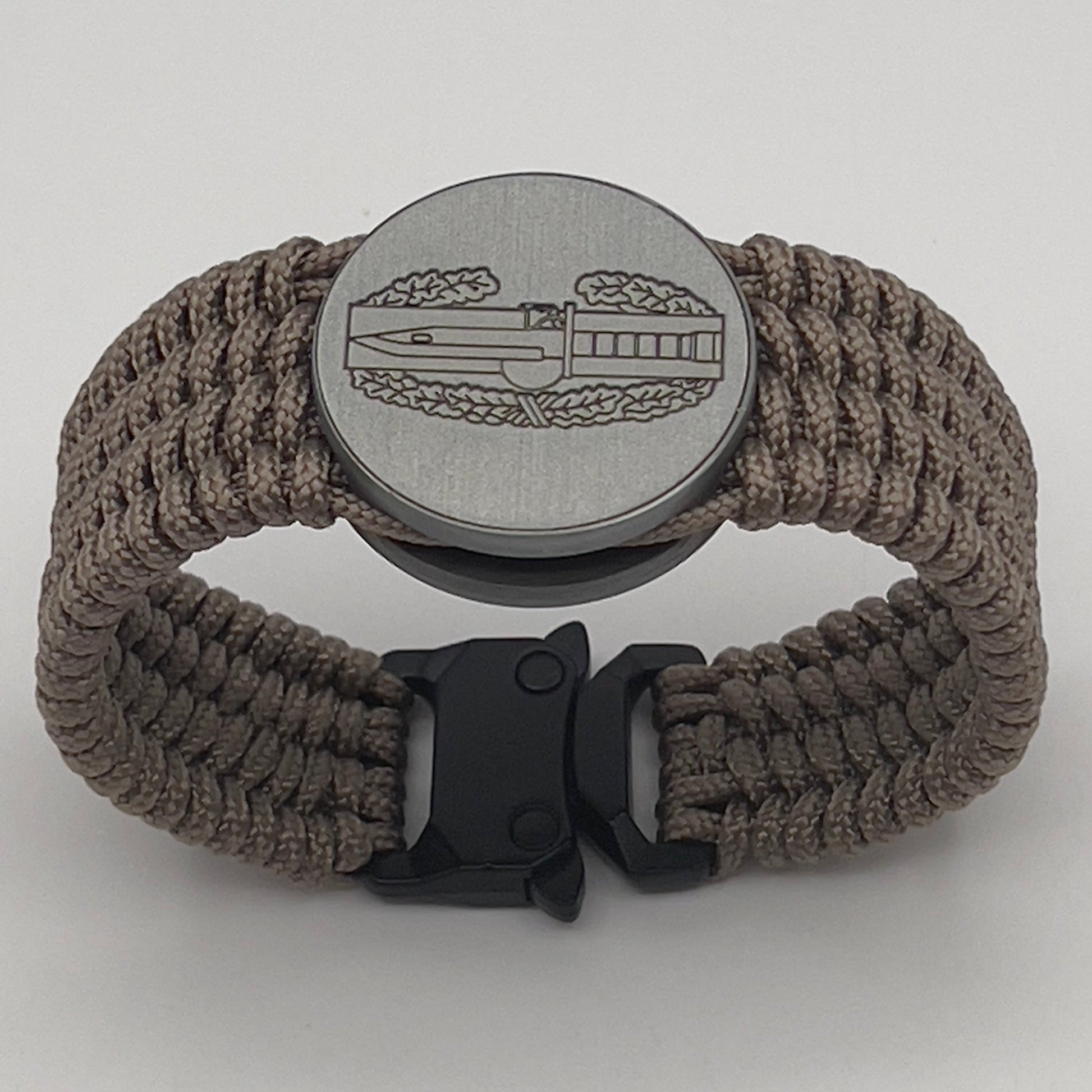 Tan US Army engraved Combat Action badge bracelet