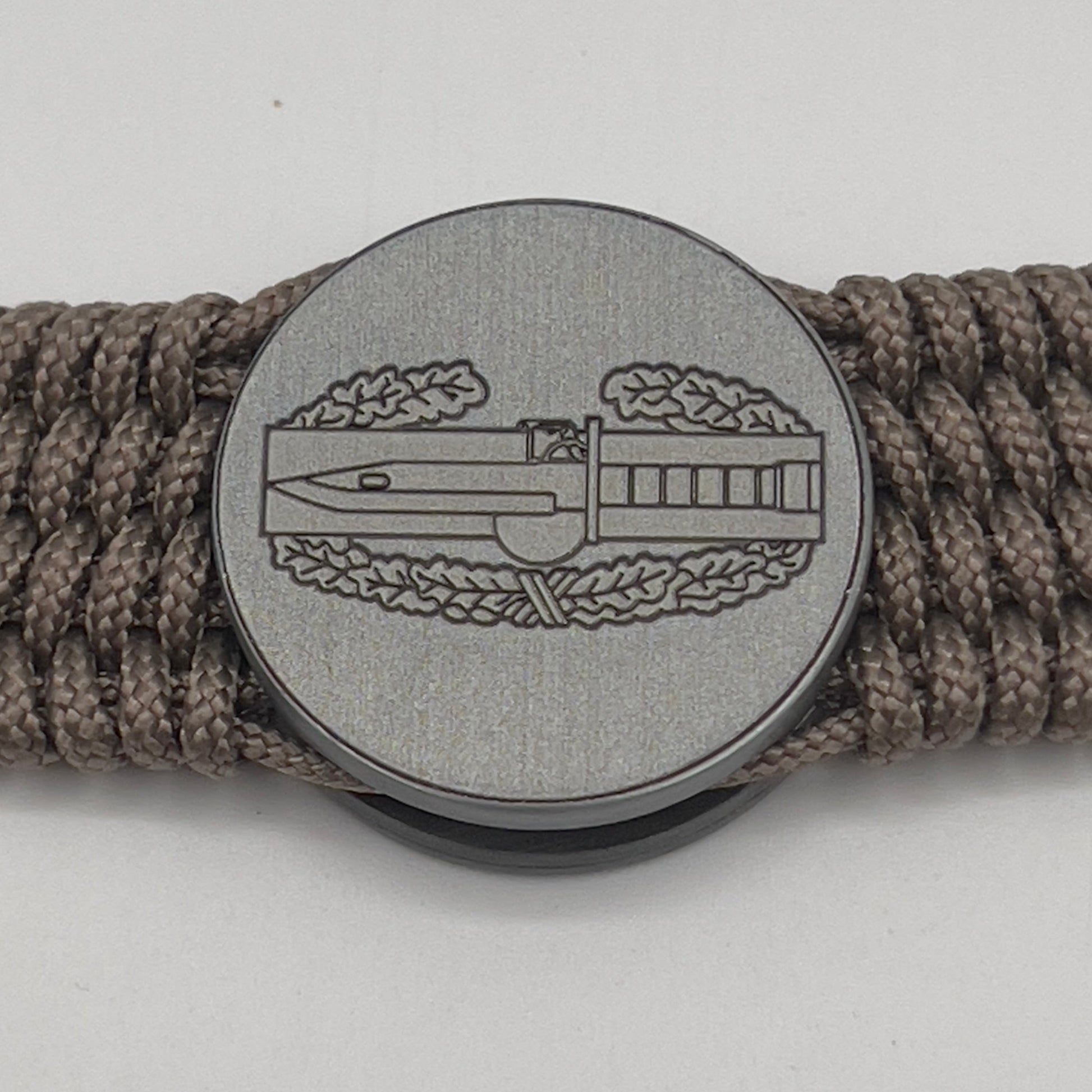 Tan US Army engraved Combat Action badge bracelet