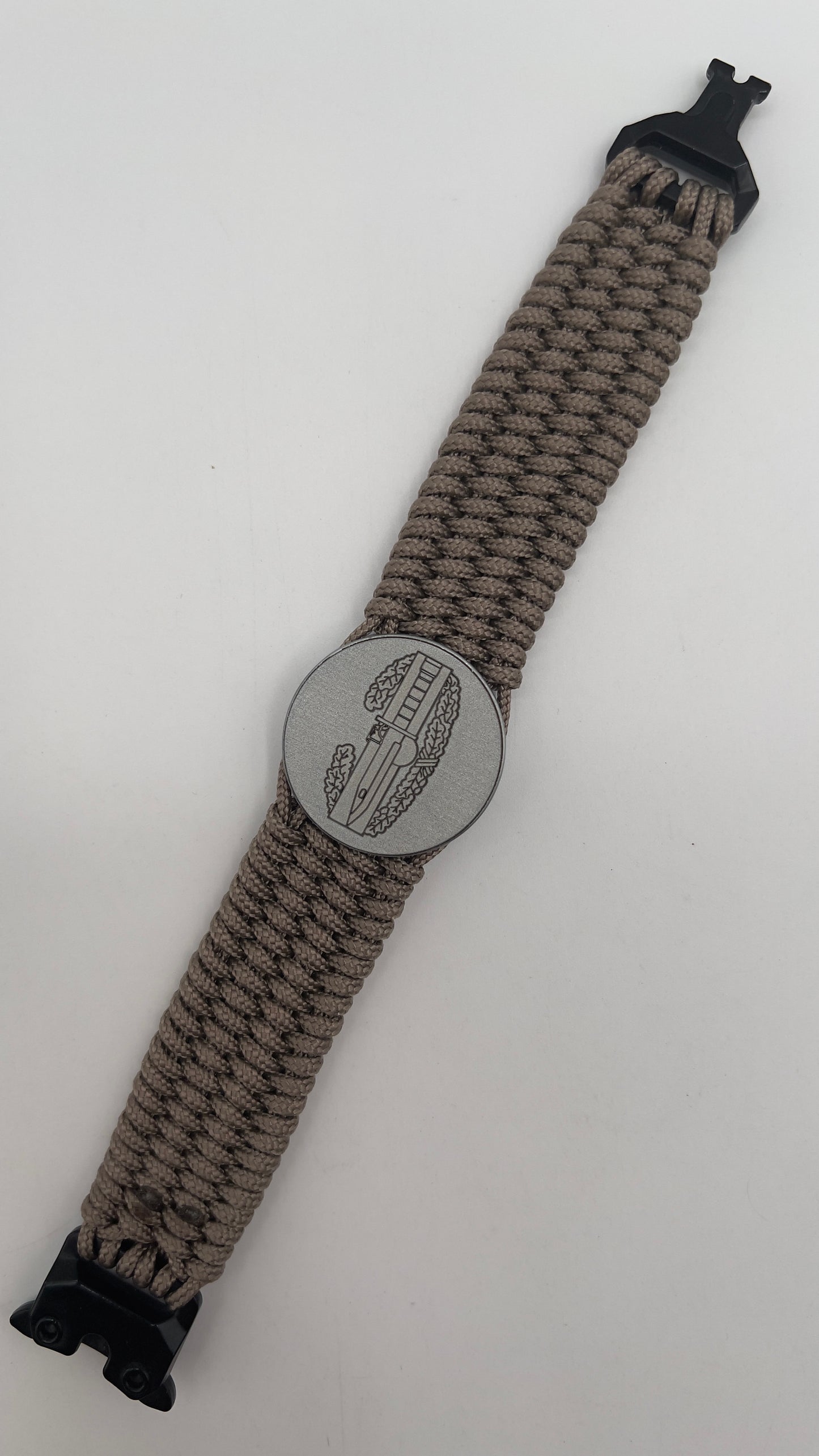 Tan US Army engraved Combat Action badge bracelet