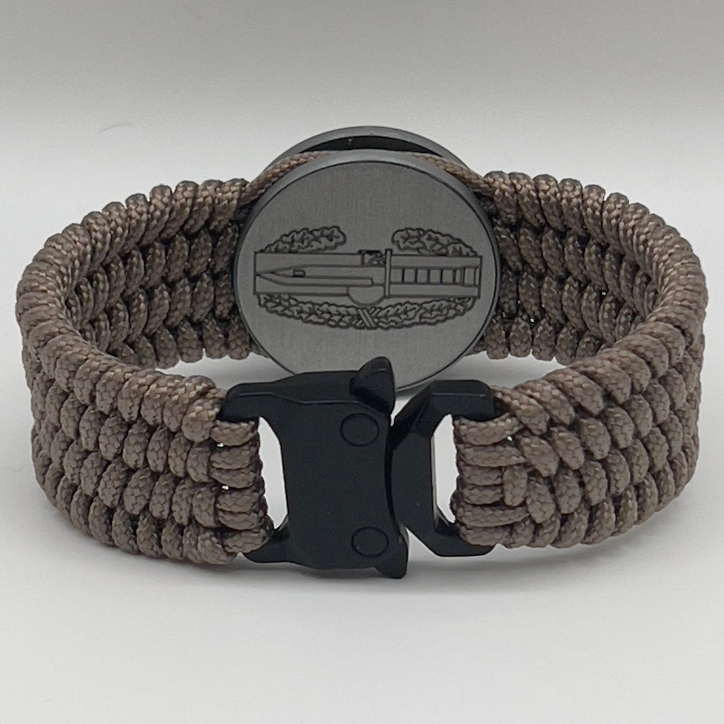 Tan US Army engraved Combat Action badge bracelet