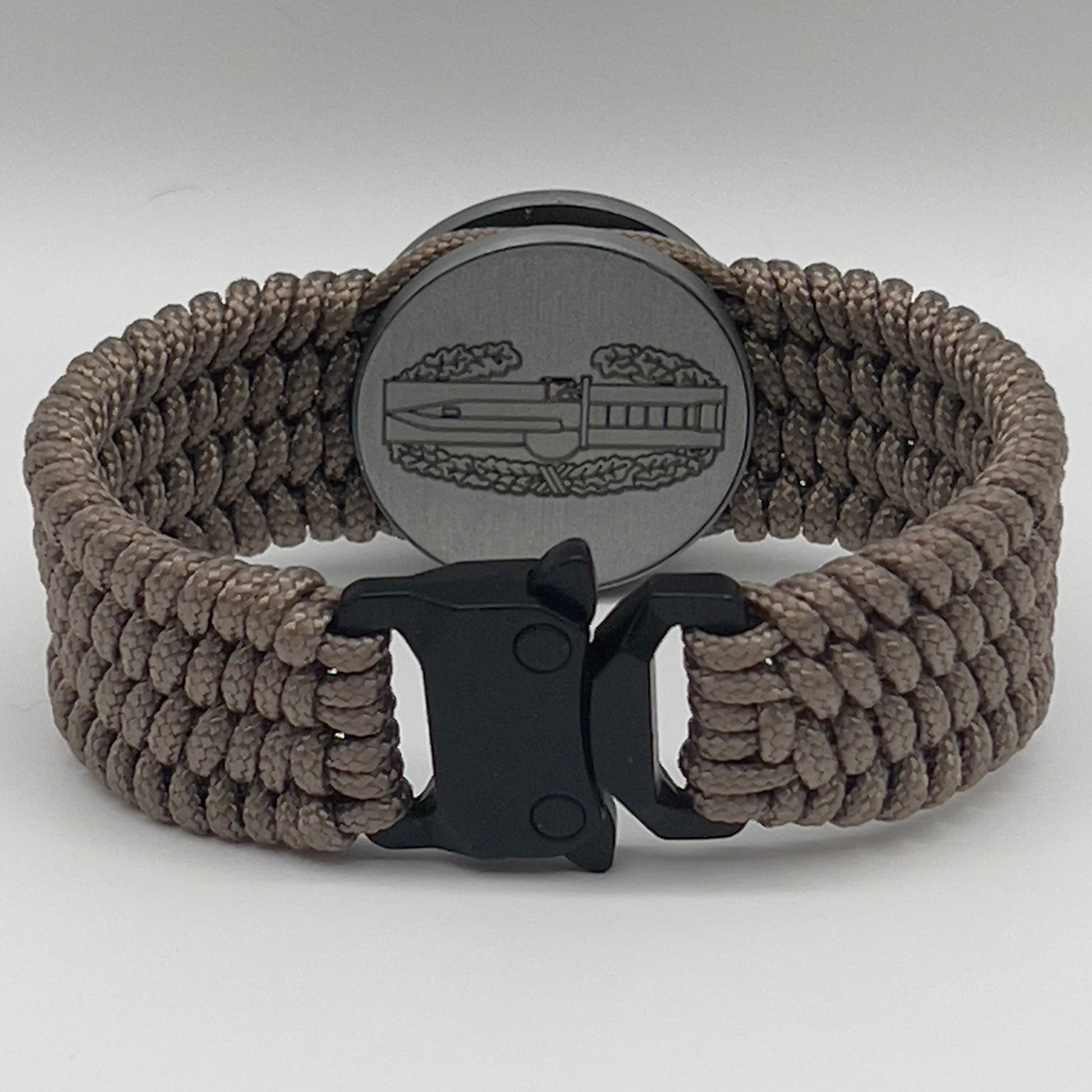 Tan US Army engraved Combat Action badge bracelet