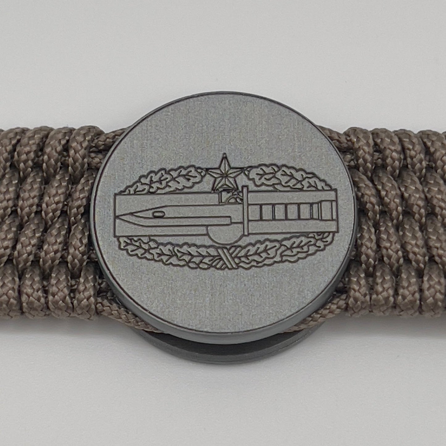 Tan US Army engraved Combat Action badge (2nd award) bracelet