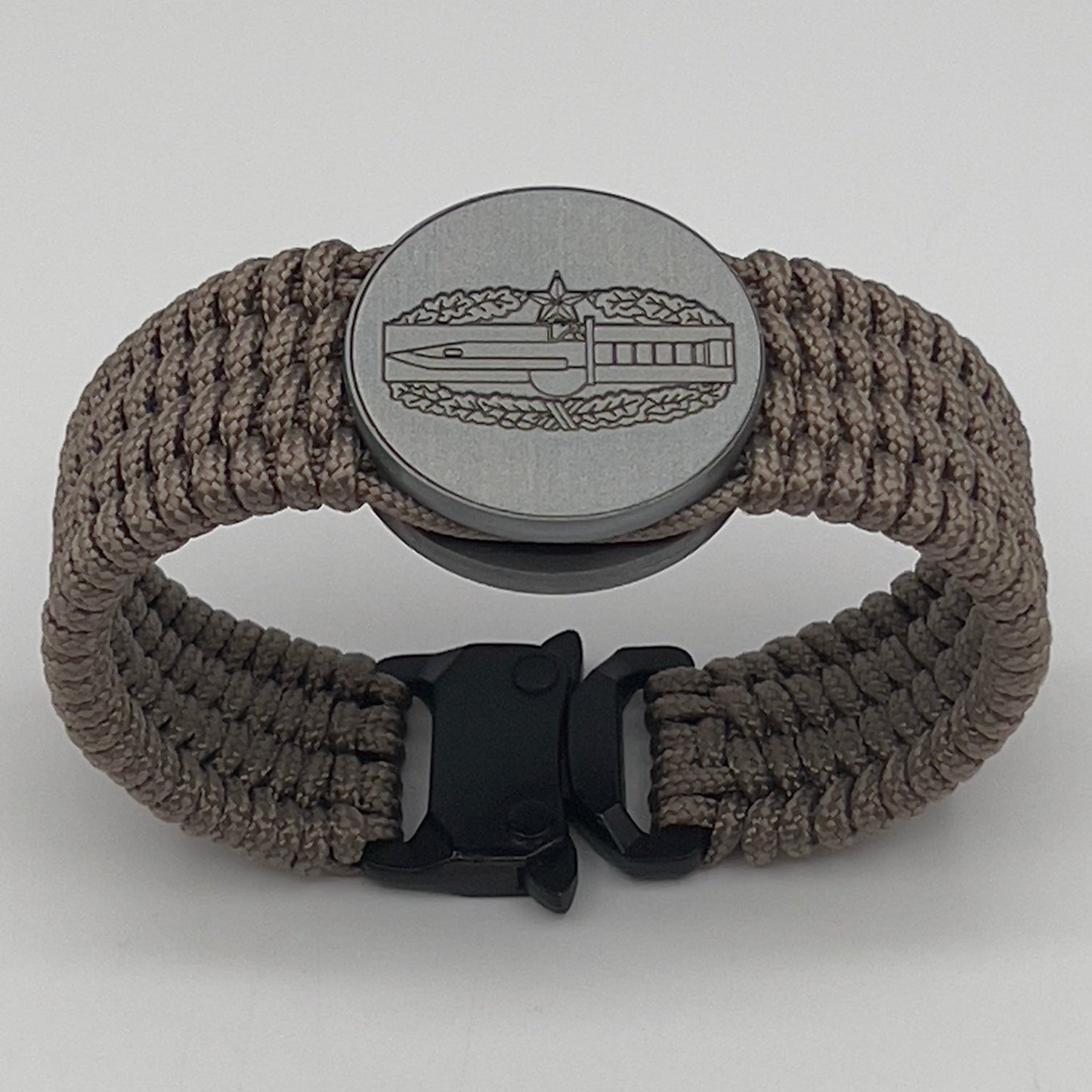 Tan US Army engraved Combat Action badge (2nd award) bracelet