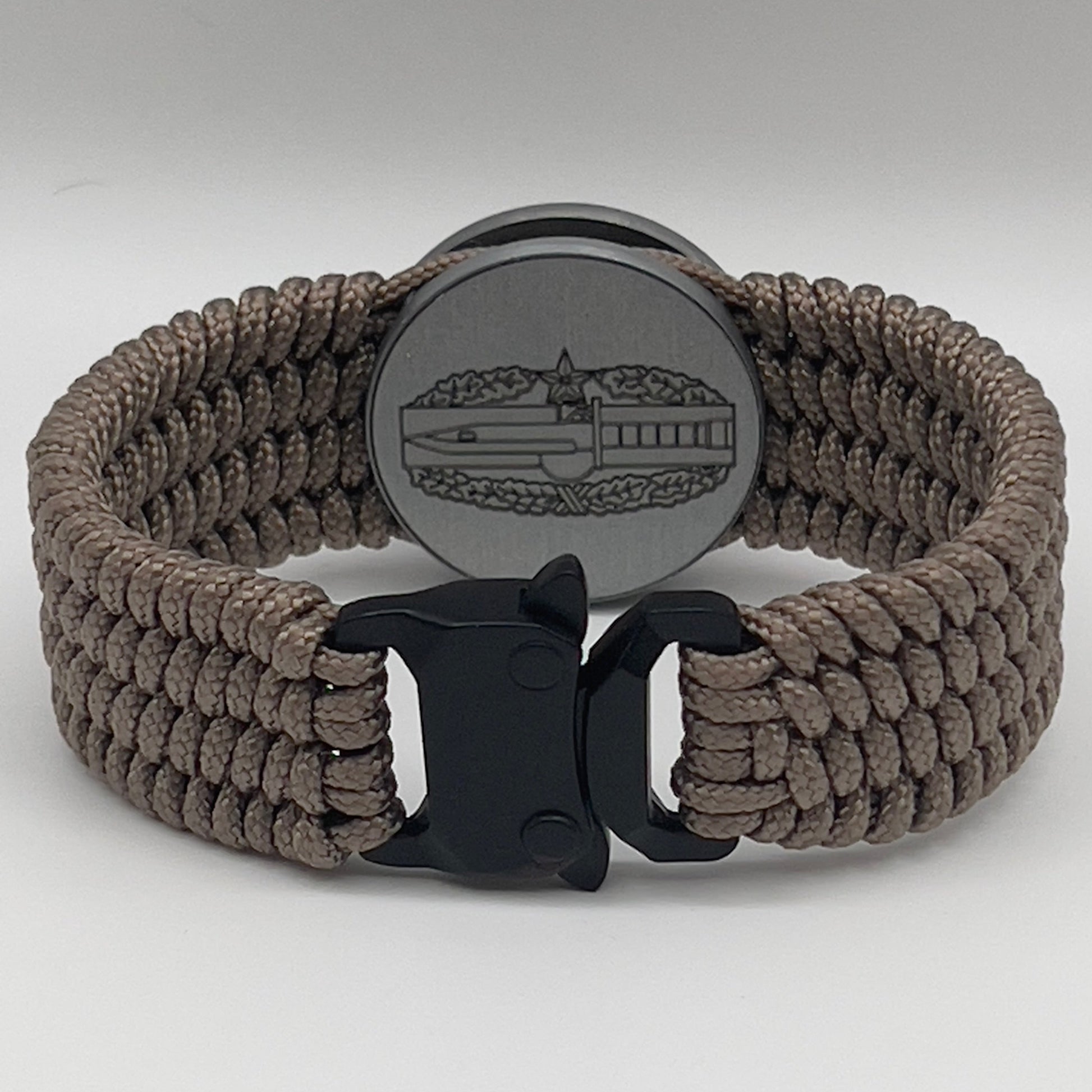 Tan US Army engraved Combat Action badge (2nd award) bracelet