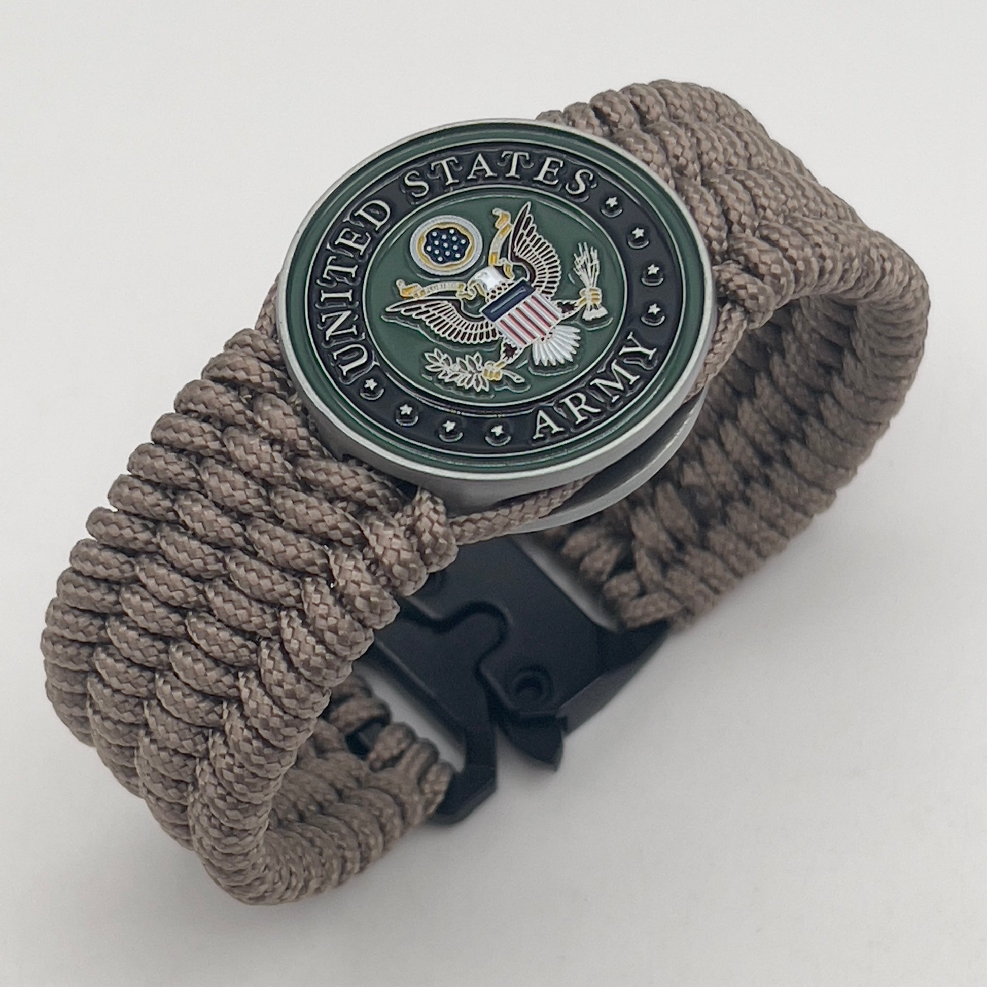 Custom engraved black and tan US Army bracelet
