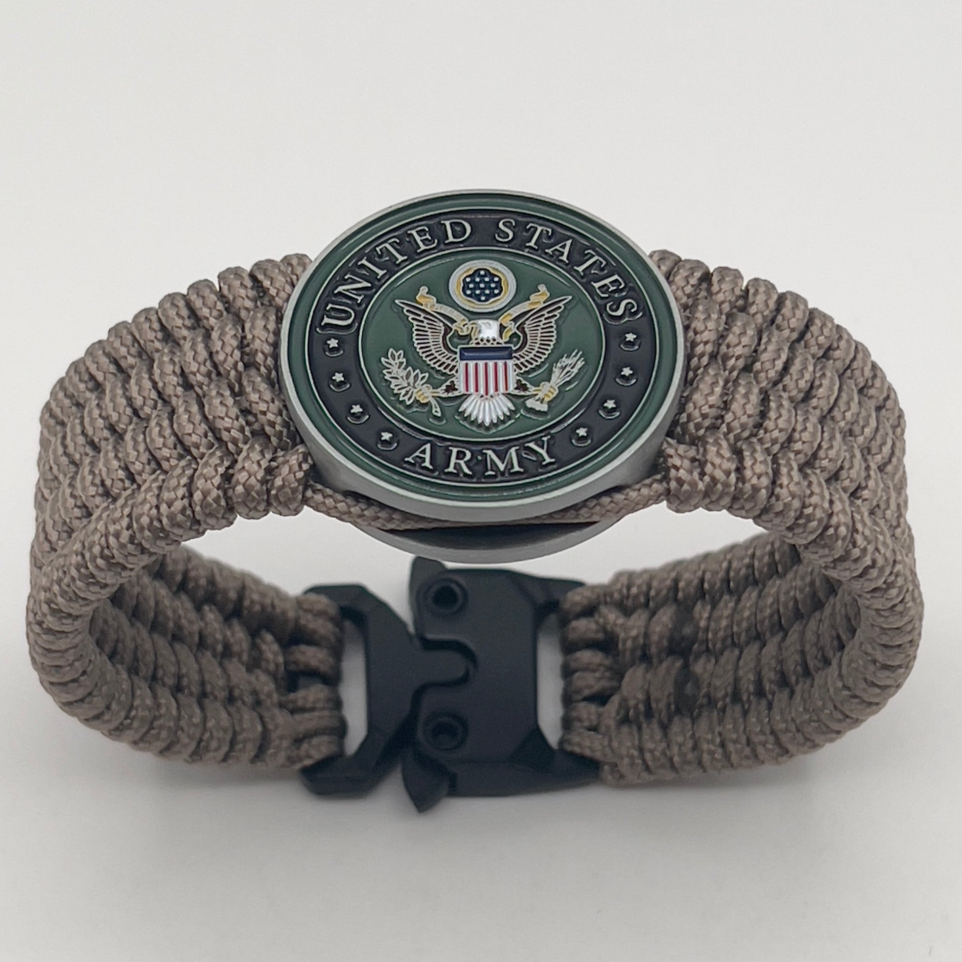 Custom engraved black and tan US Army bracelet
