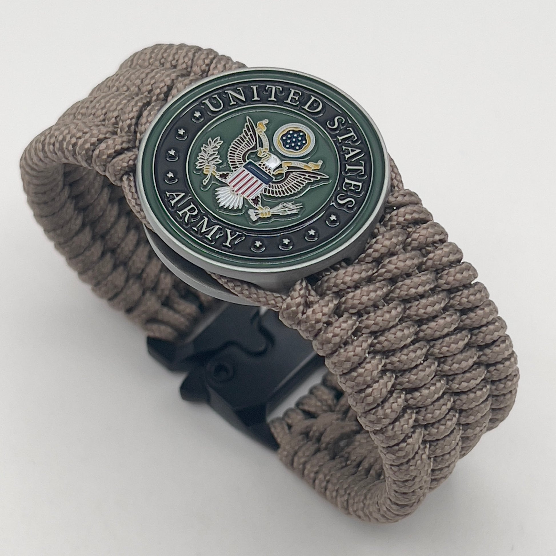 Custom engraved black and tan US Army bracelet