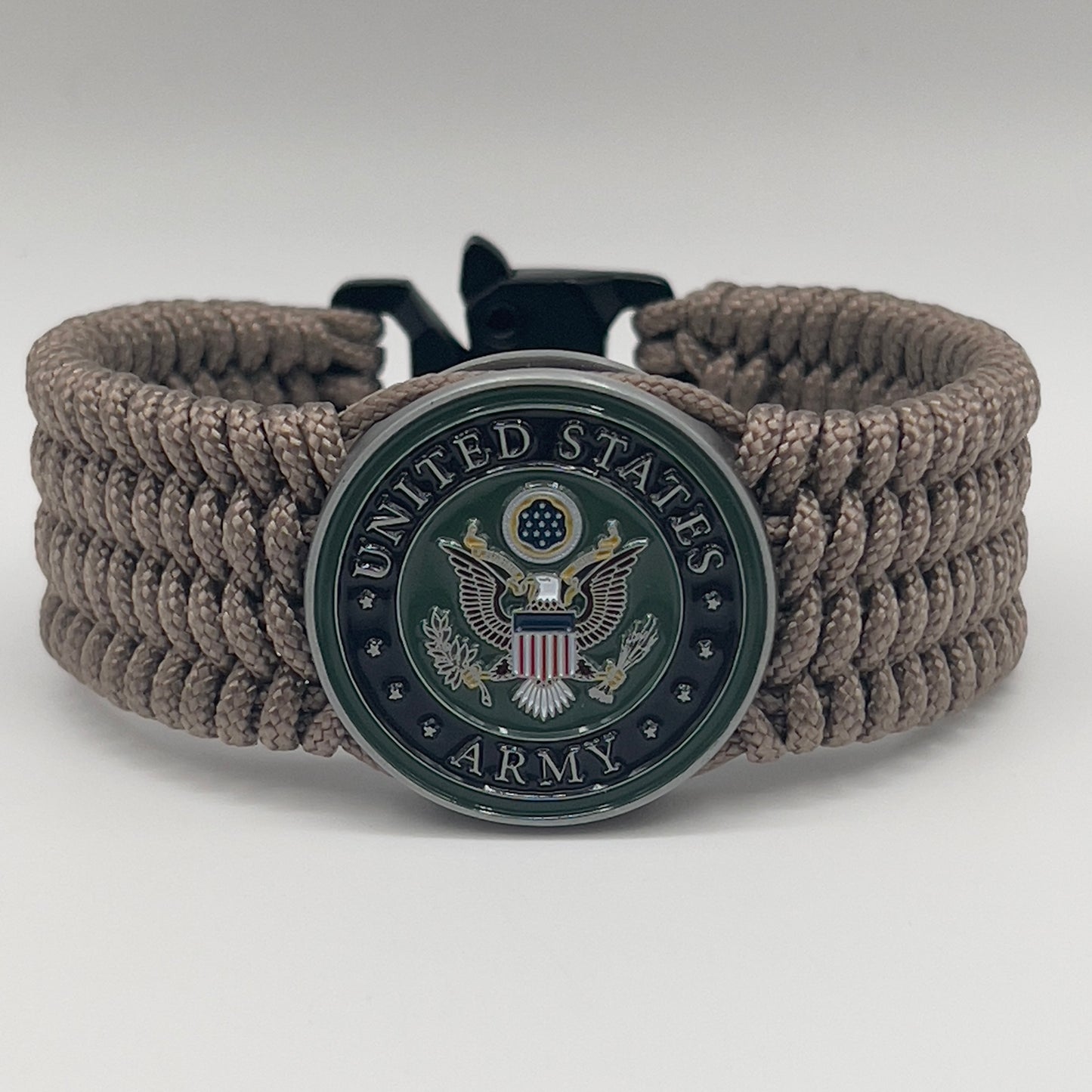 Custom engraved black and tan US Army bracelet